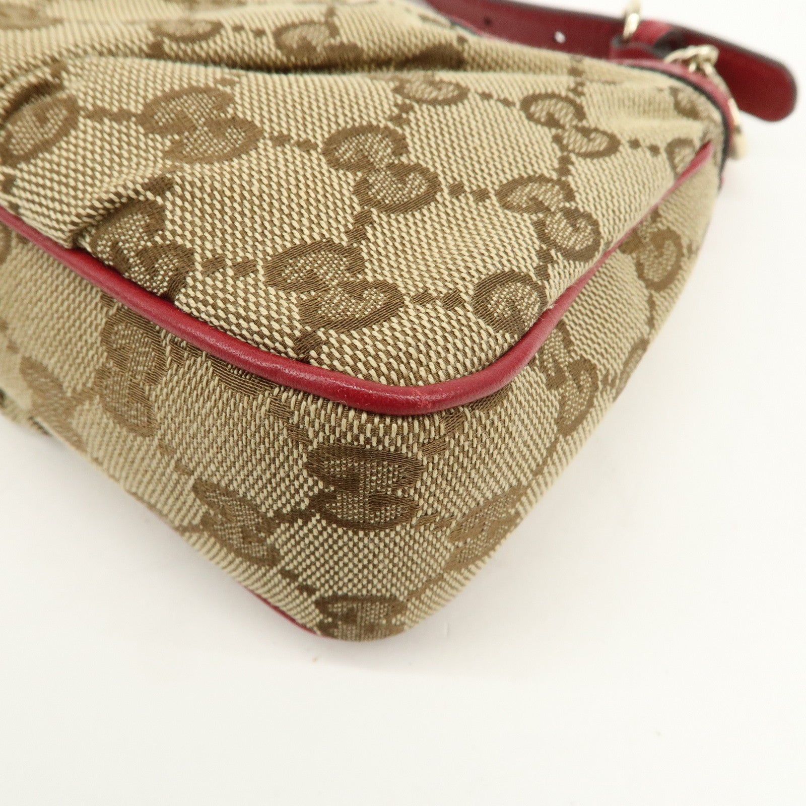 GUCCI Lovely Heart GG Monogram Canvas Leather Hand Bag Brown 245938