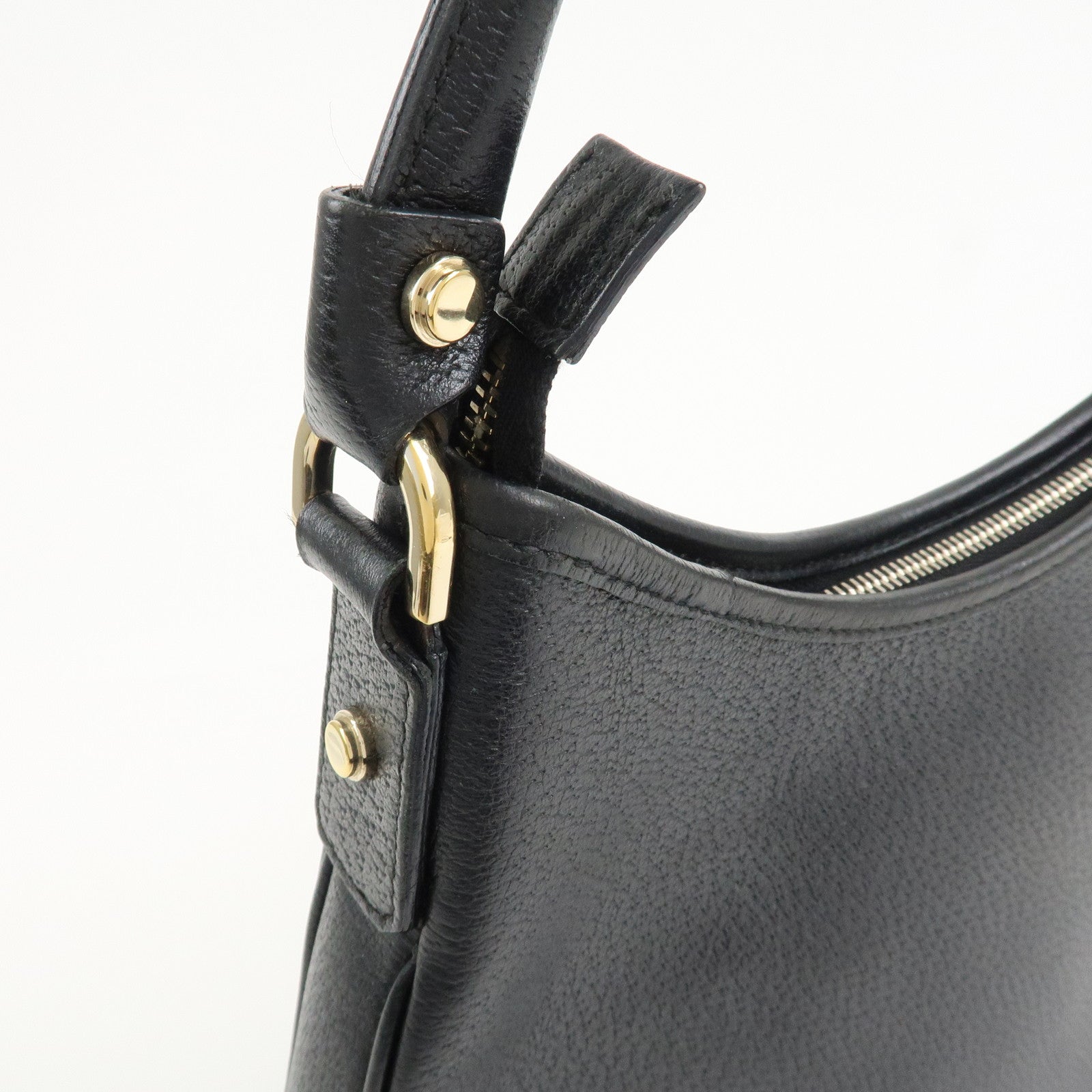 GUCCI Abbey GG Canvas Leather Shoulder Bag Black 130738