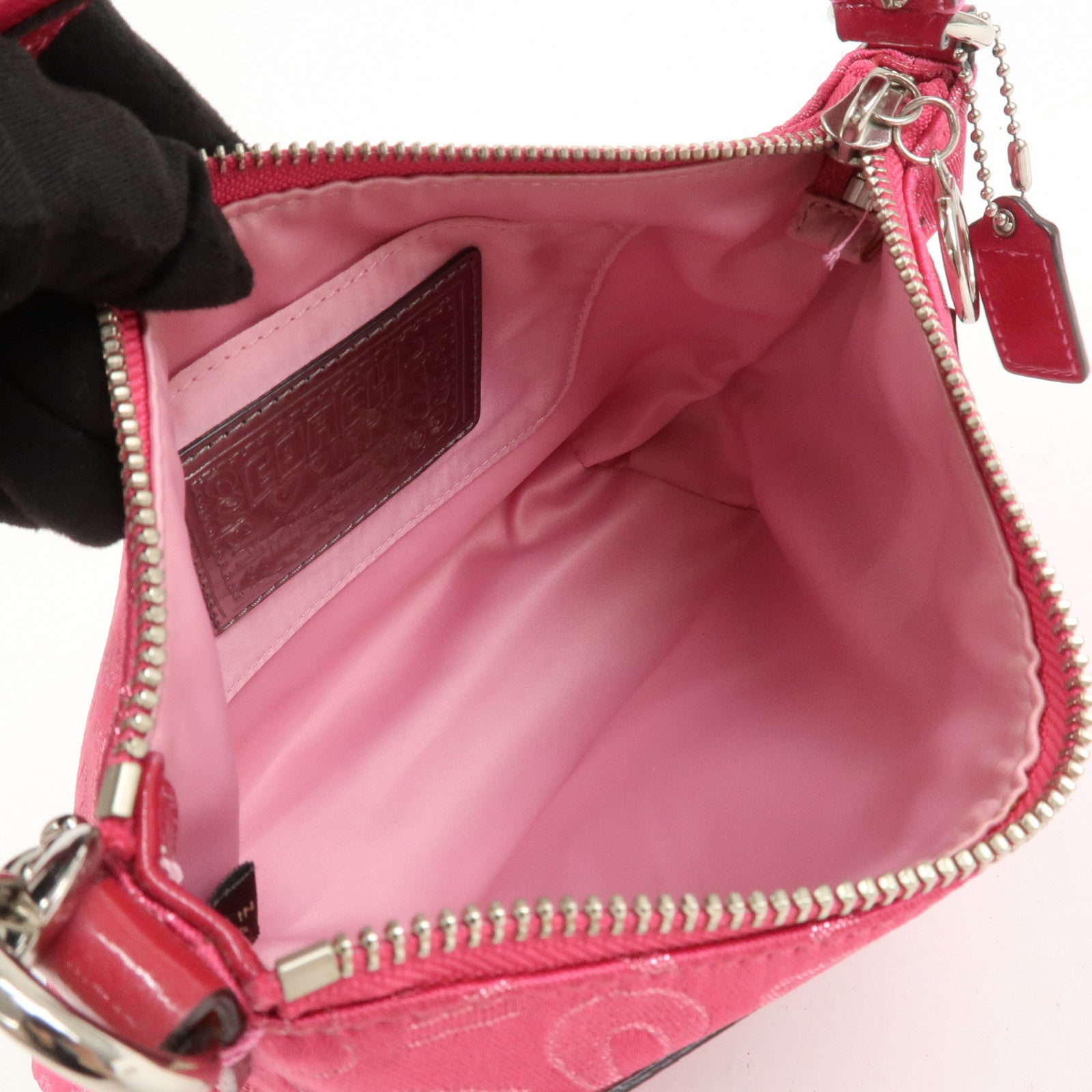 COACH Signature POPPY Set of 2 Canvas Leather Shoulder Hand Bag