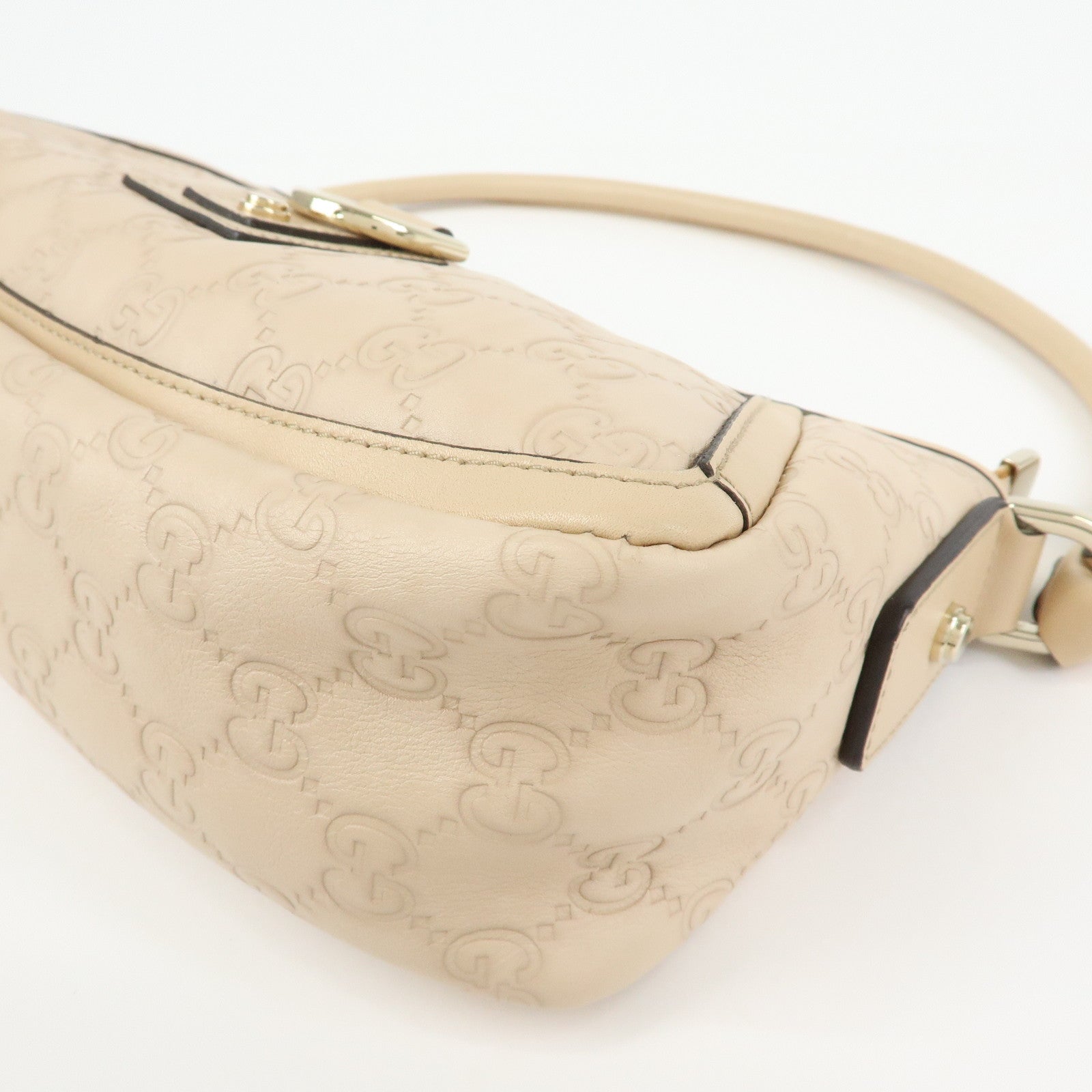 GUCCI Abbey Guccissima Leather Hand Bag Shoulder Bag Beige 130939