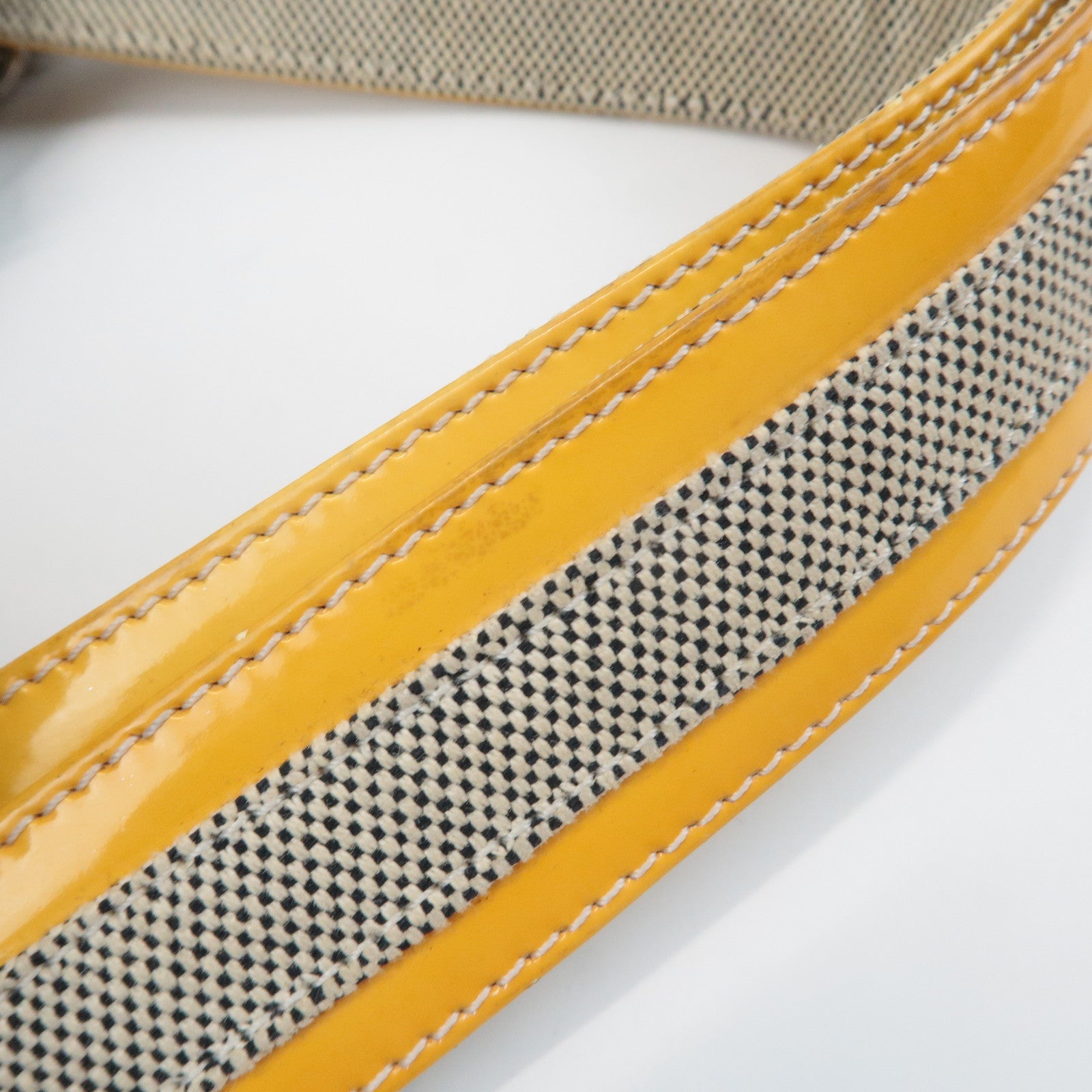 CHANEL COCO Mark No.5 Camellia Canvas Leather Patent Hand Bag A31573 Used