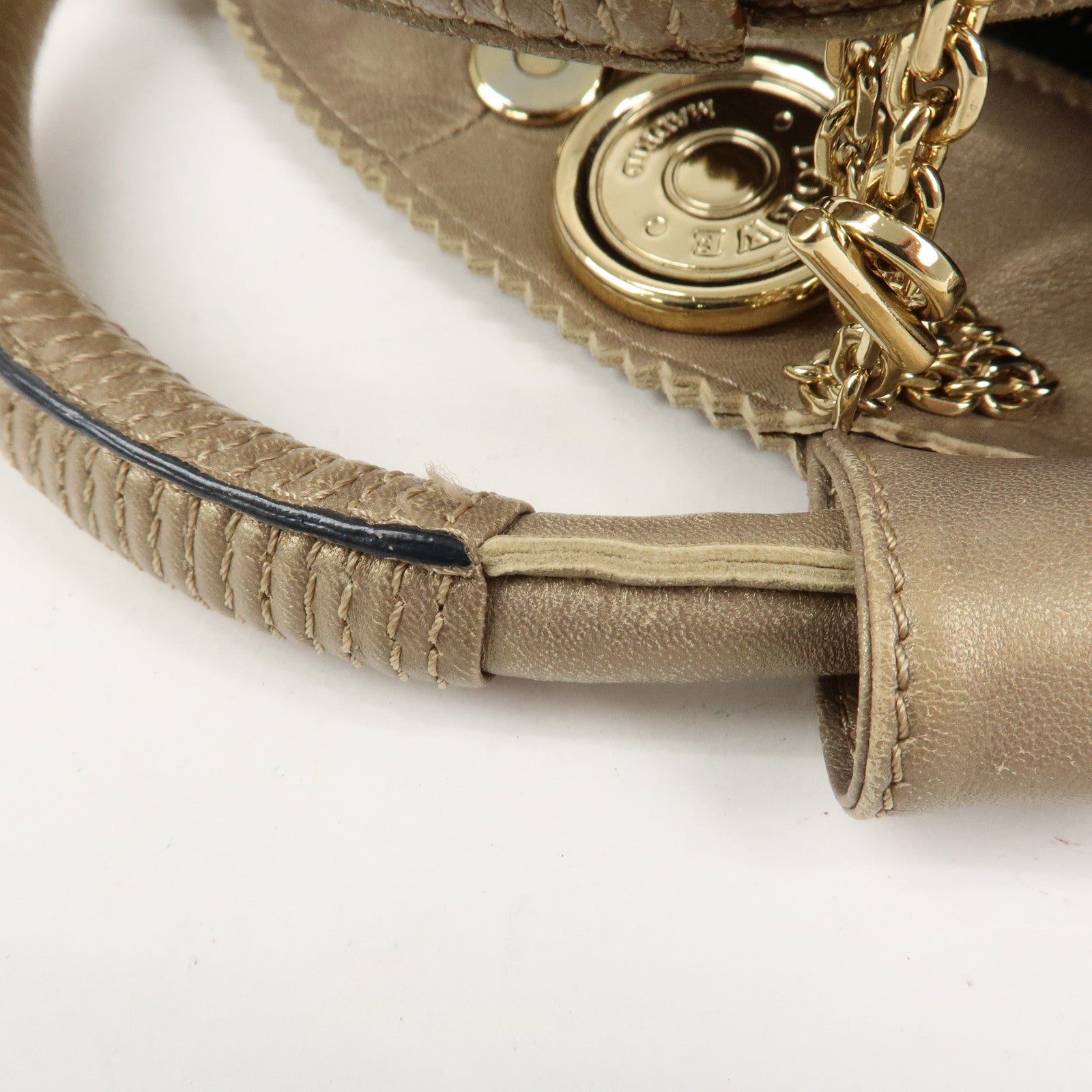 LOEWE Anagram Nappa Aire Leather Charm Hand Bag Tote Bag Gold