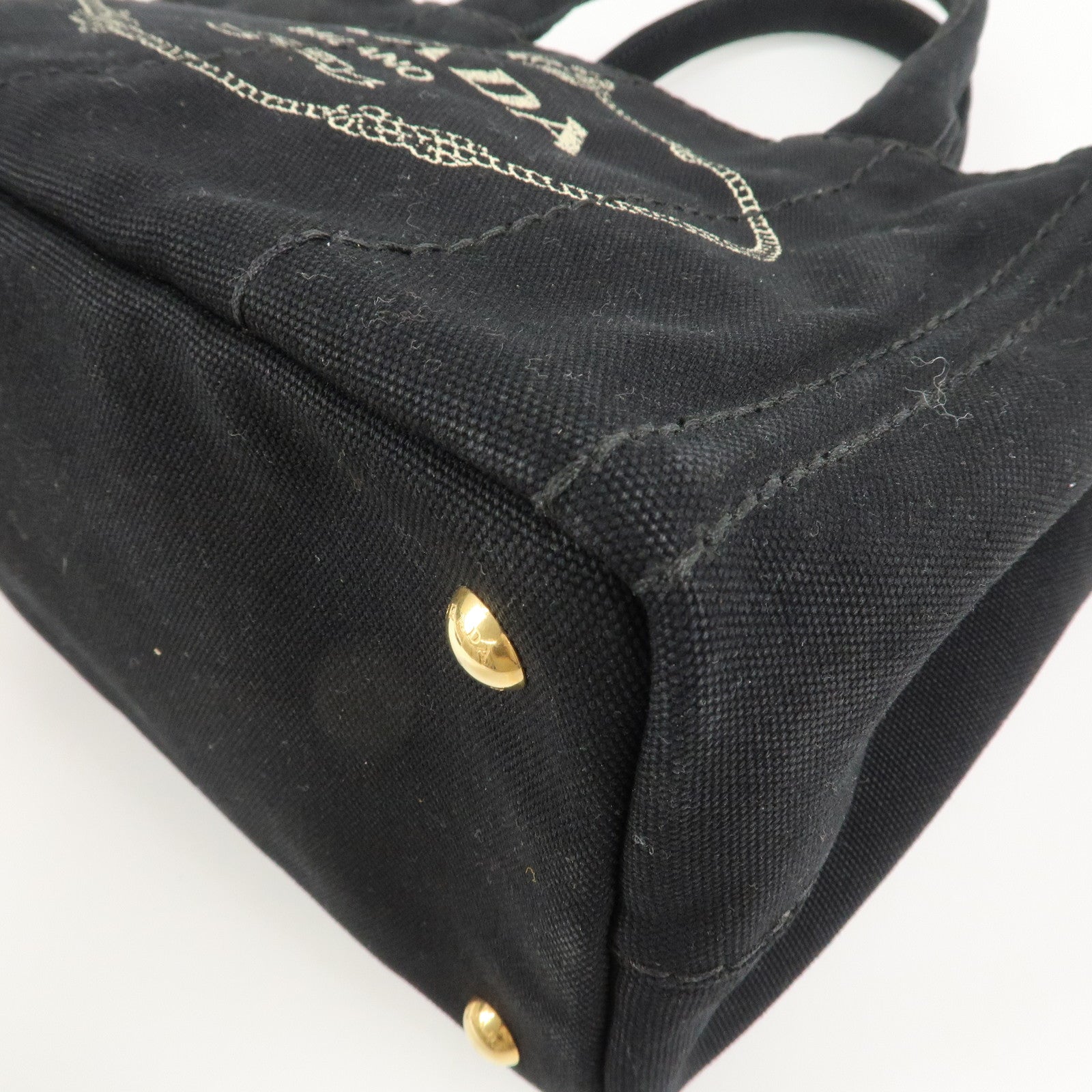 PRADA Canapa Mini Canvas 2Way Bag Hand Bag Shoulder Bag Black 1BG439 Used