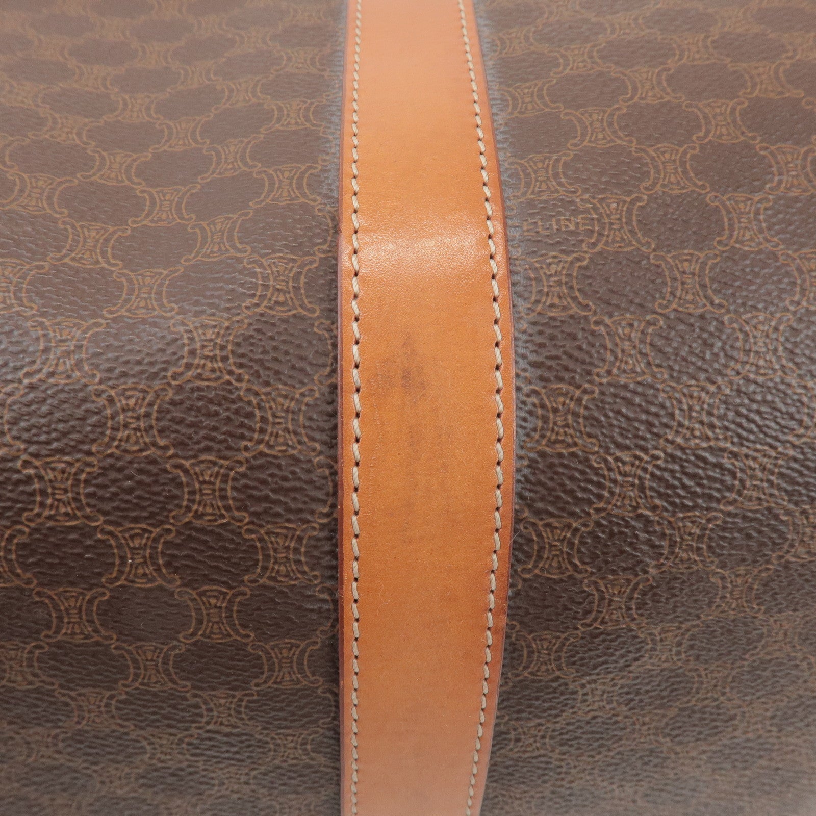 CELINE Macadam PVC Leather 2Way Boston Bag Hand Shoulder Bag Brown