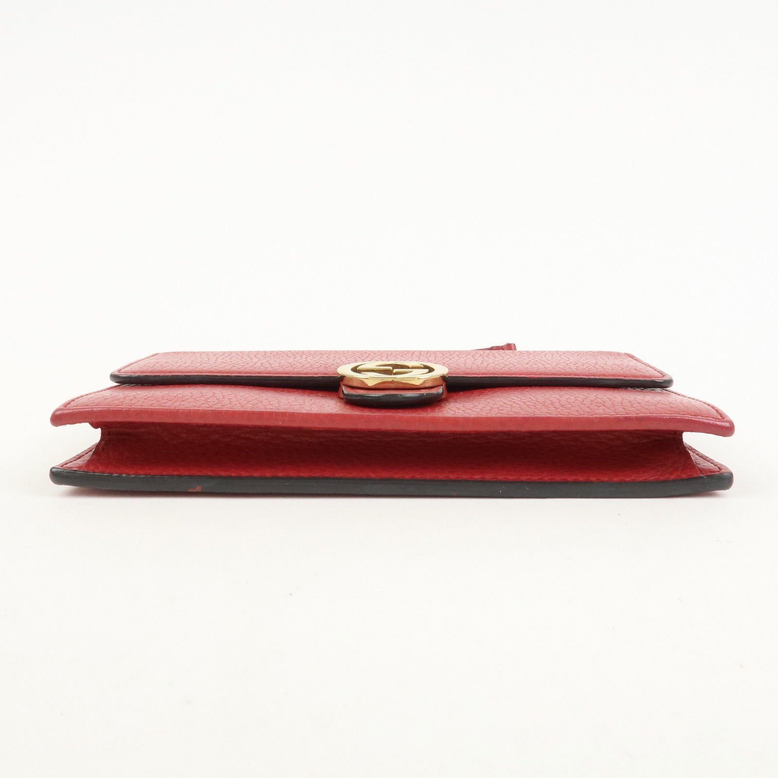 GUCCI Interlocking G Leather Chain Wallet Shoulder Bag Red 510314