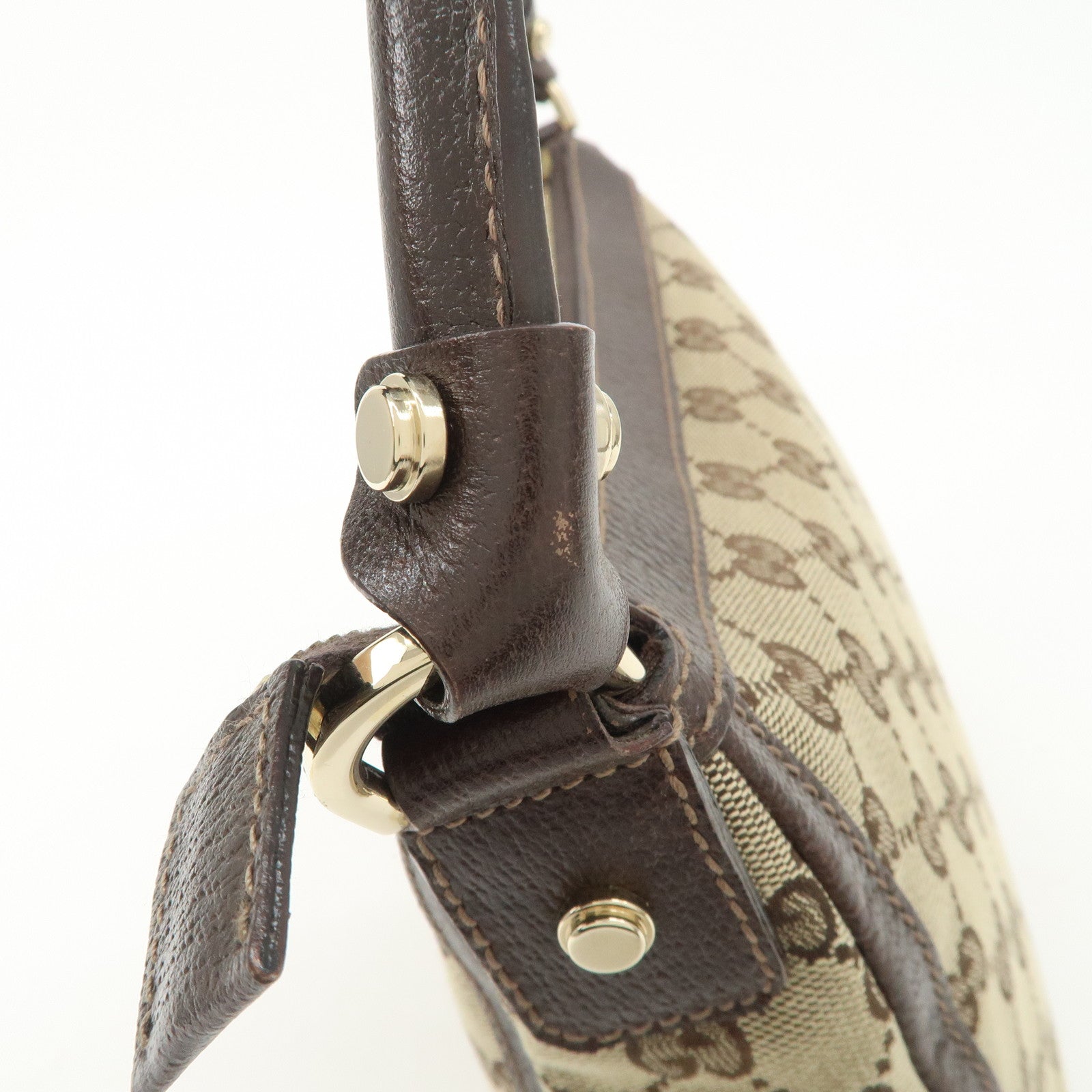 GUCCI GG Canvas Shoulder Bag Hand Bag Beige Brown 146244