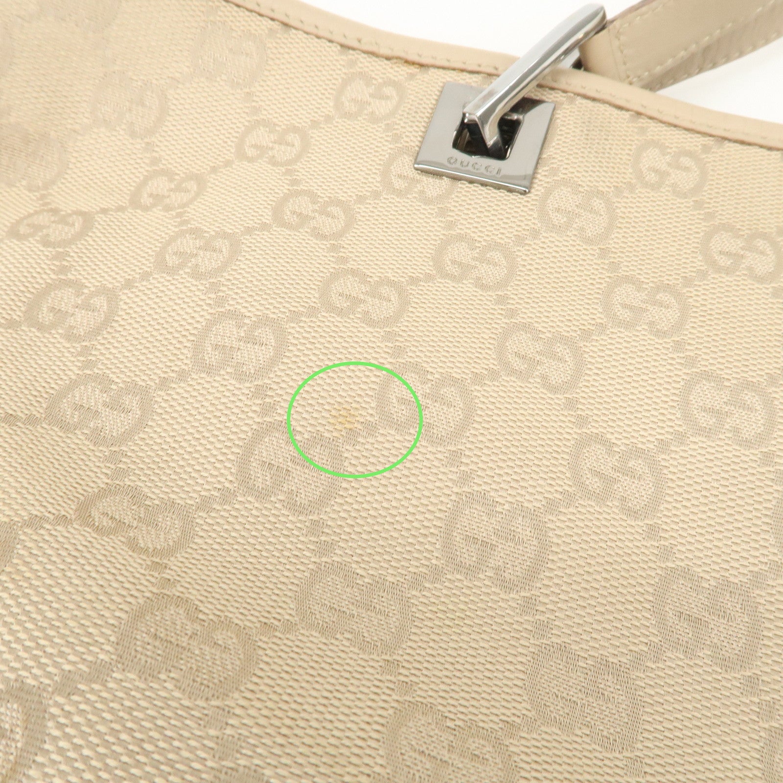 GUCCI GG Canvas Leather Tote Bag Shoulder Bag Beige 31243