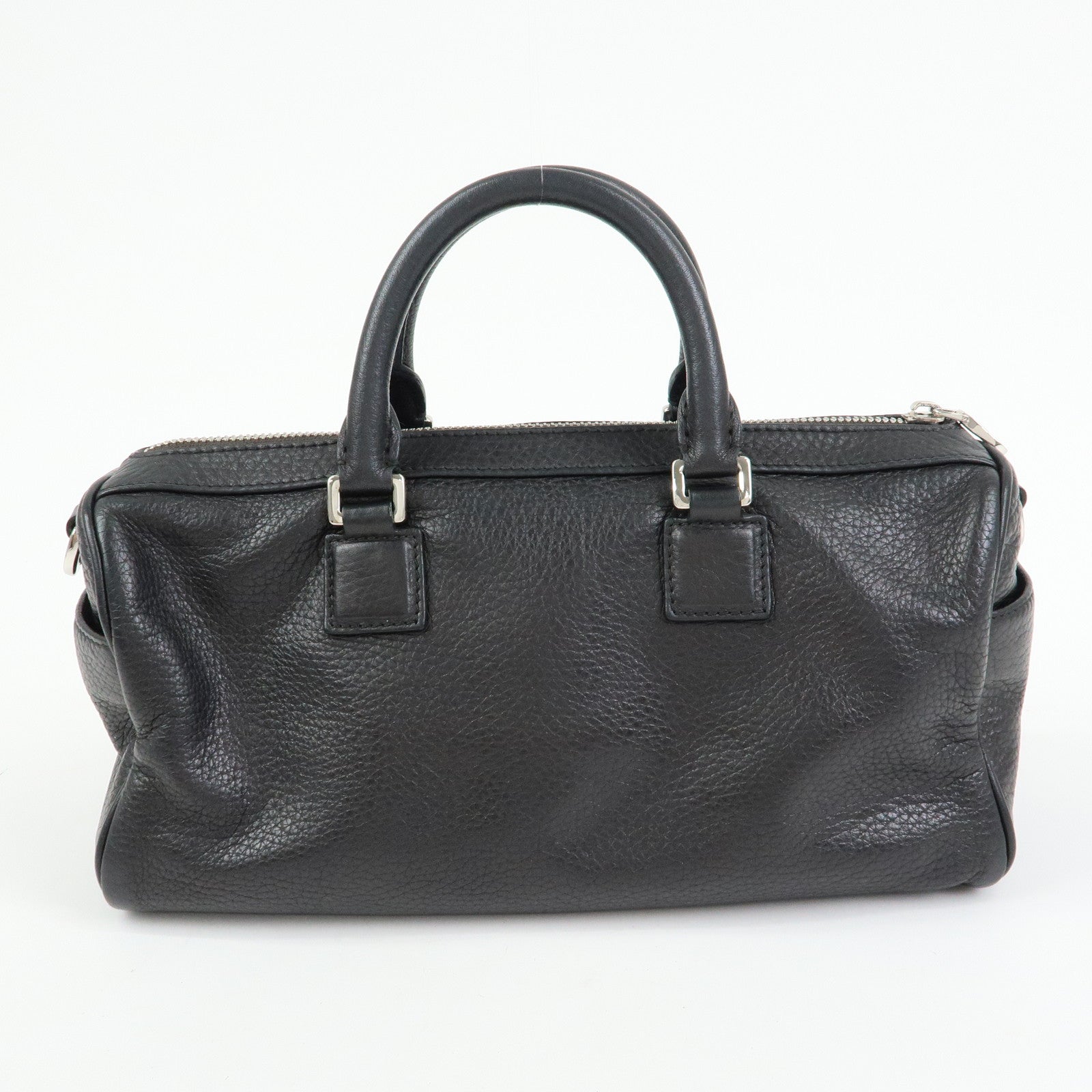LOEWE Anagram Calf Leather Hand Bag Mini Boston Bag Black