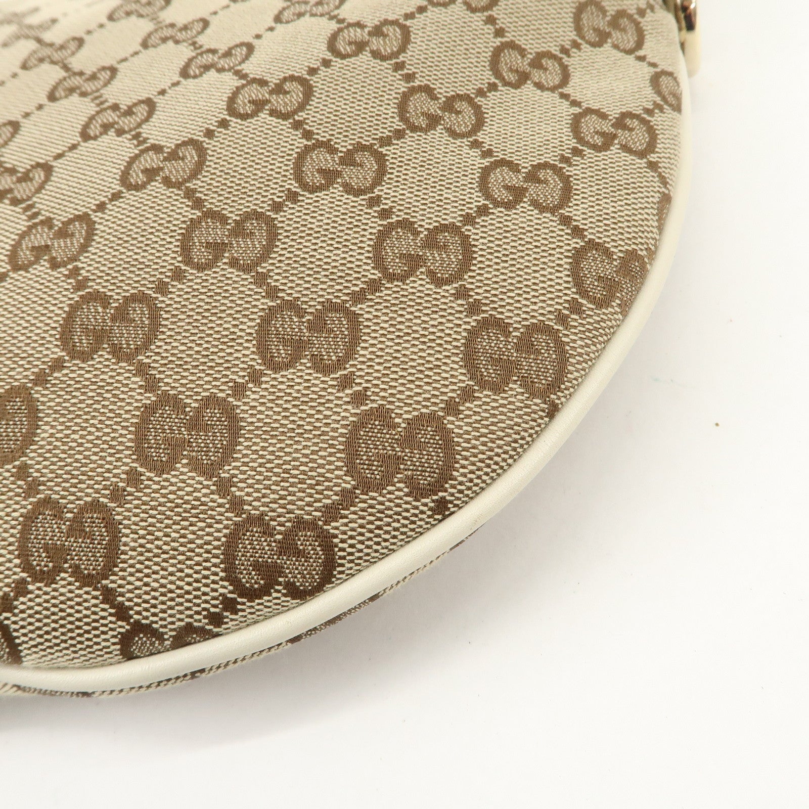 GUCCI Interlocking G GG Canvas Leather Shoulder Bag Beige 16998 Used