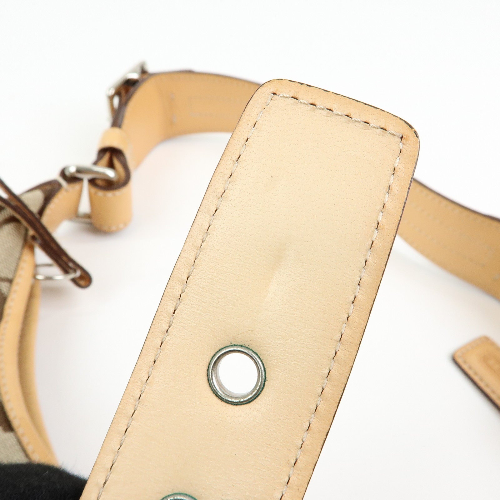 COACH Signature Canvas Leather Shoulder Bag Hand Bag Beige