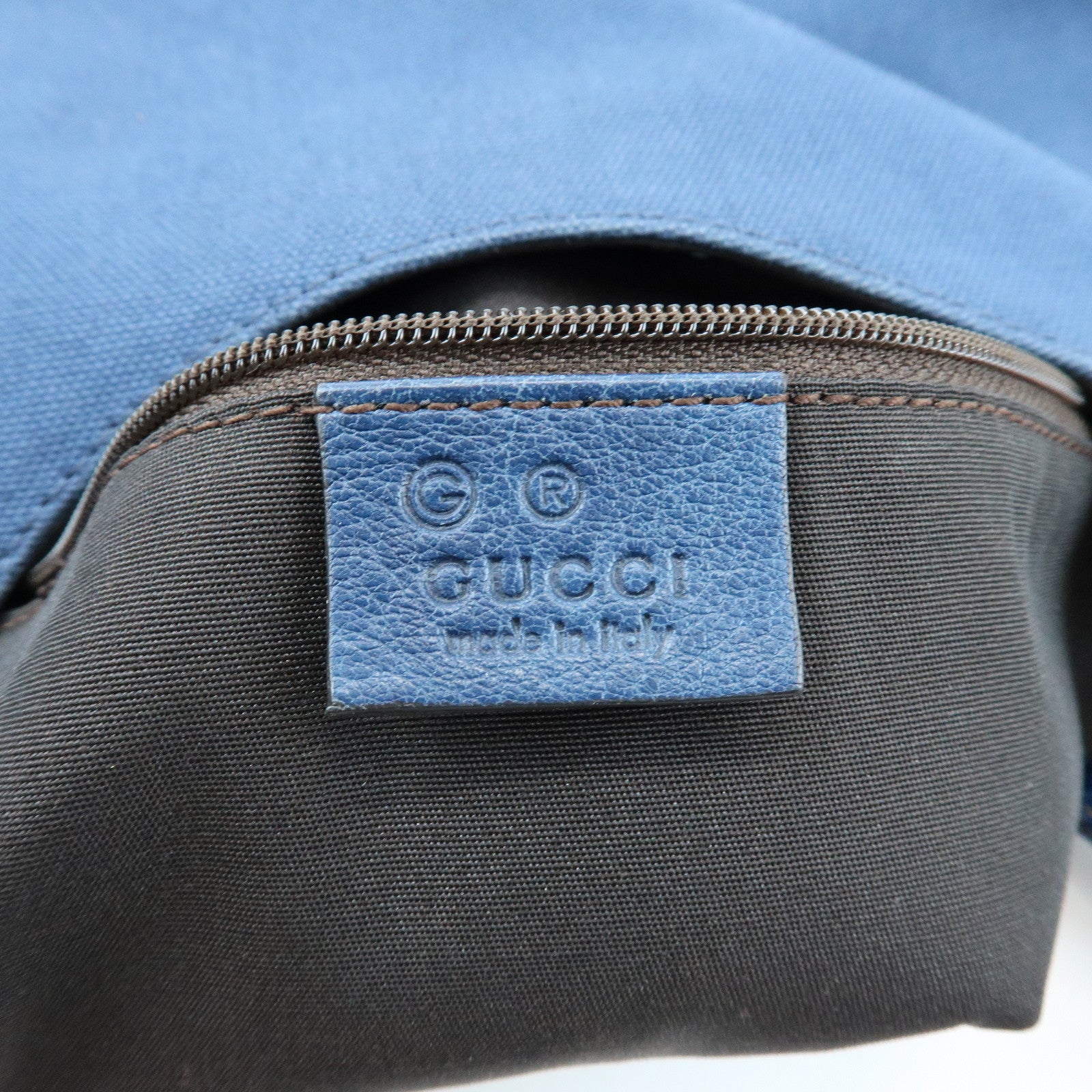 GUCCI Canvas Guccissima Leather Wood Shoulder Bag Blue 257265