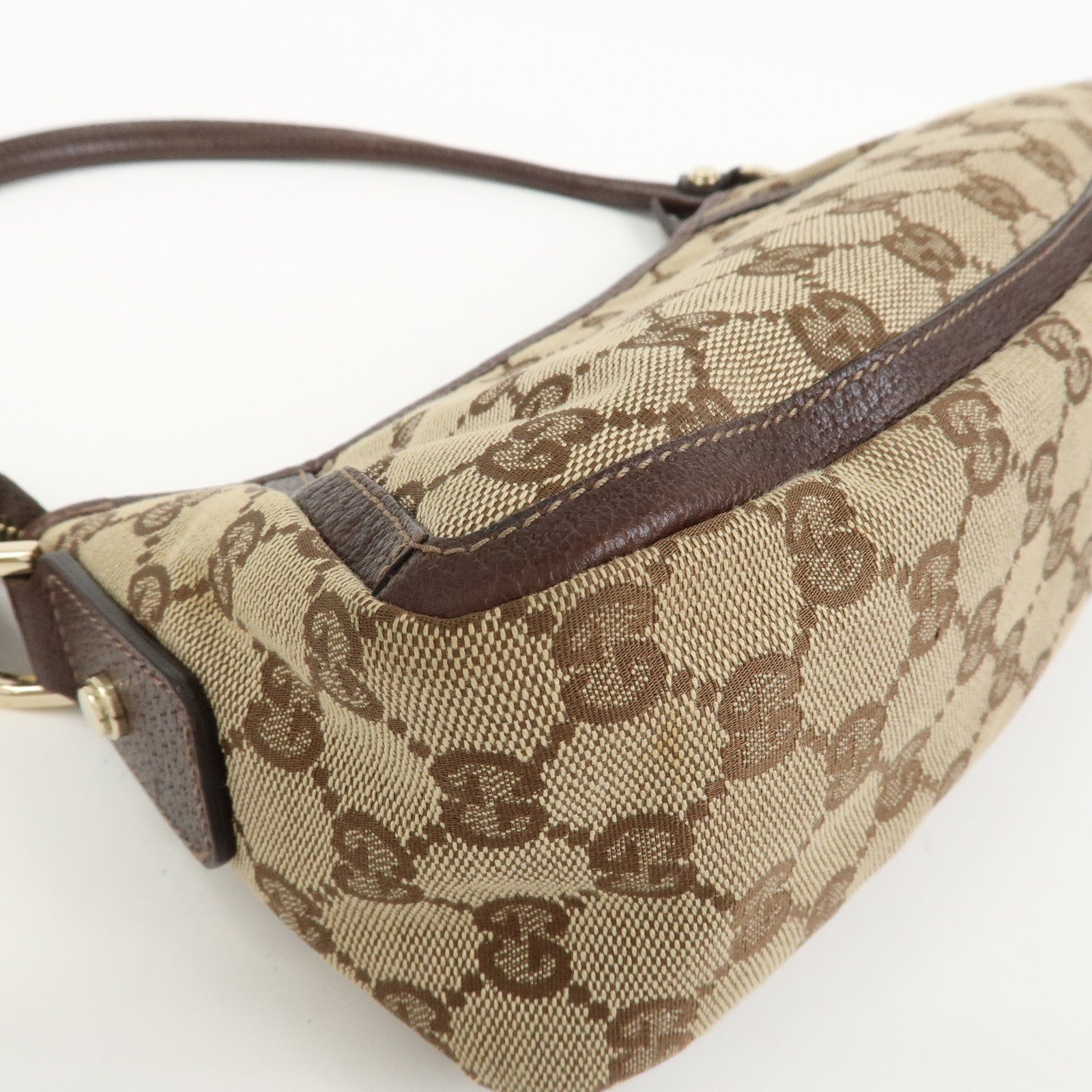 GUCCI Abbey GG Canvas Leather Shoulder Bag Hand Bag Beige 130939