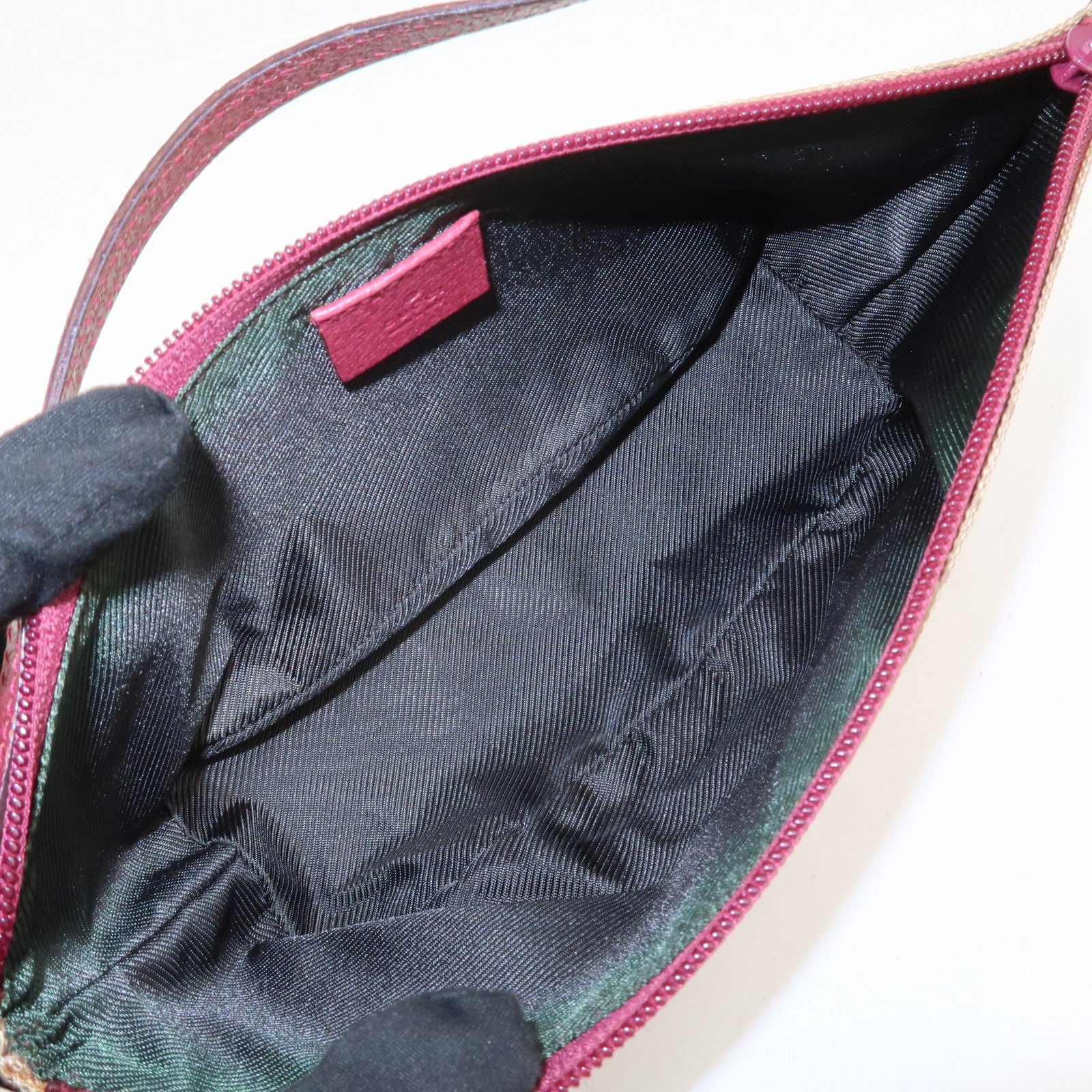 GUCCI Boat Bag GG Canvas Leather Shoulder Bag Beige Pink 07198