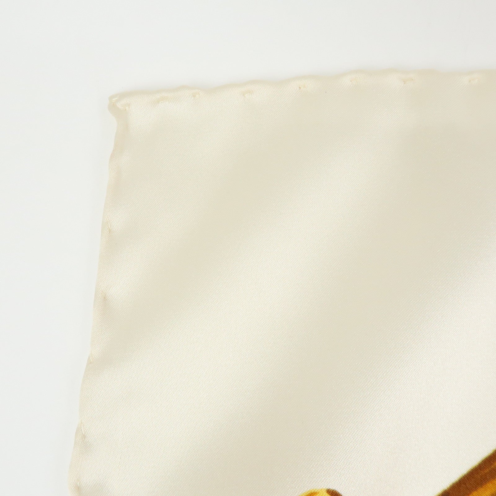 CHANEL Silk 100% Scarf Flower Print White Red Gold