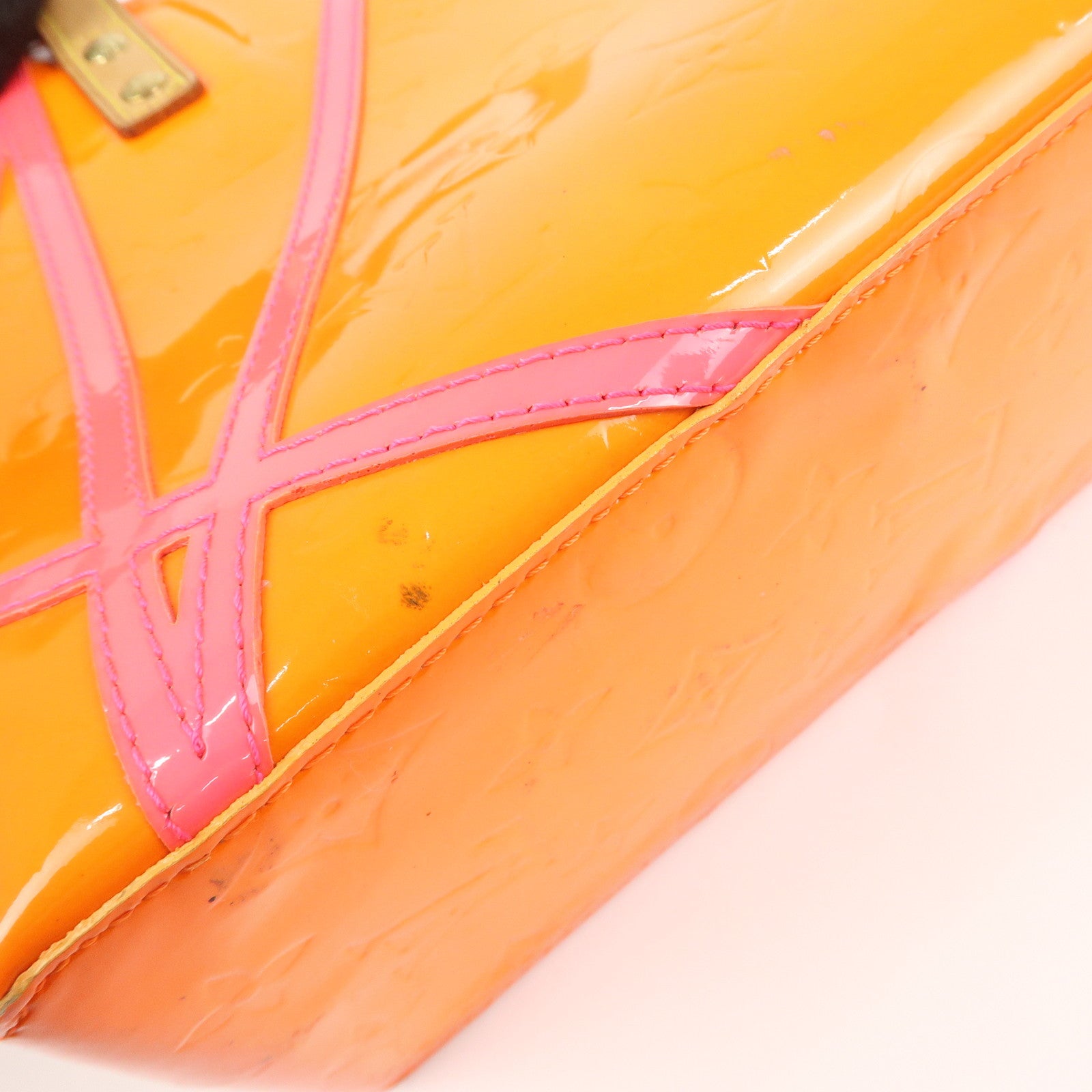 Louis Vuitton Monogram Vernis Leather Lead PM Hand Bag Orange