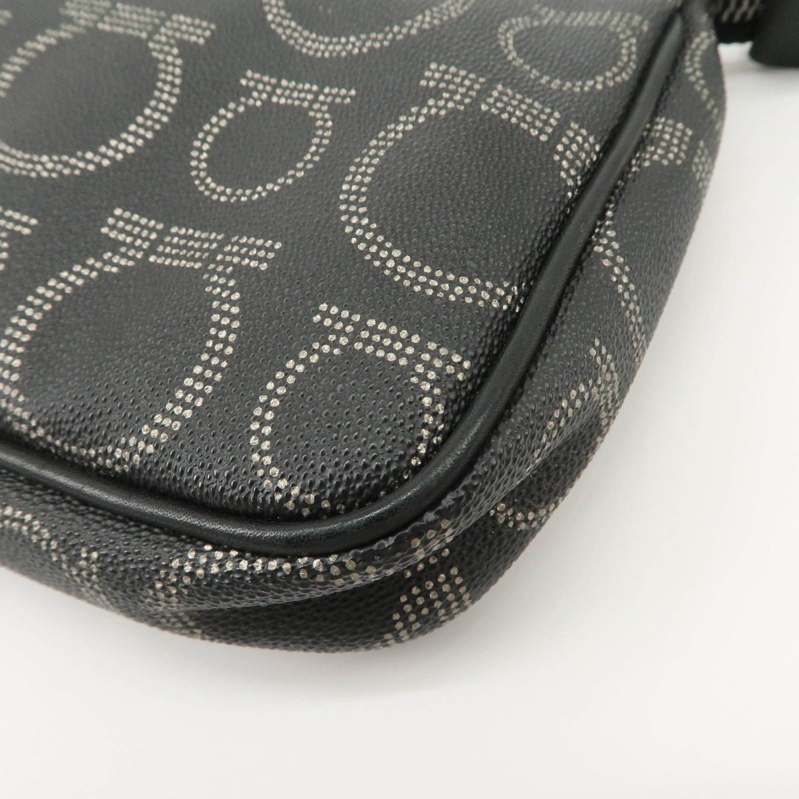 Ferragamo Gancini PVC Accessary Pouch Hand Bag Black