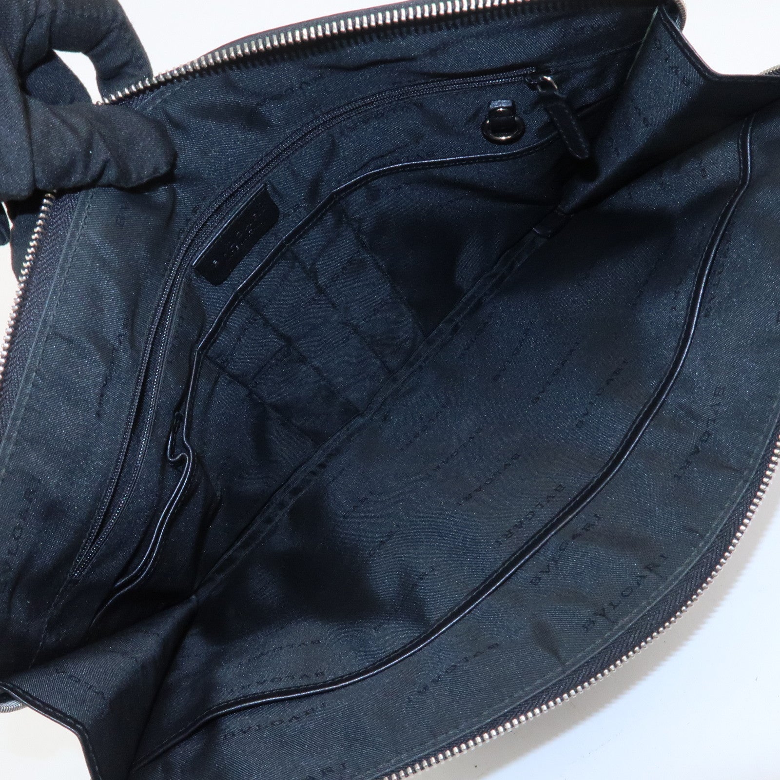 BVLGARI Logo Leather Clutch Bag Black
