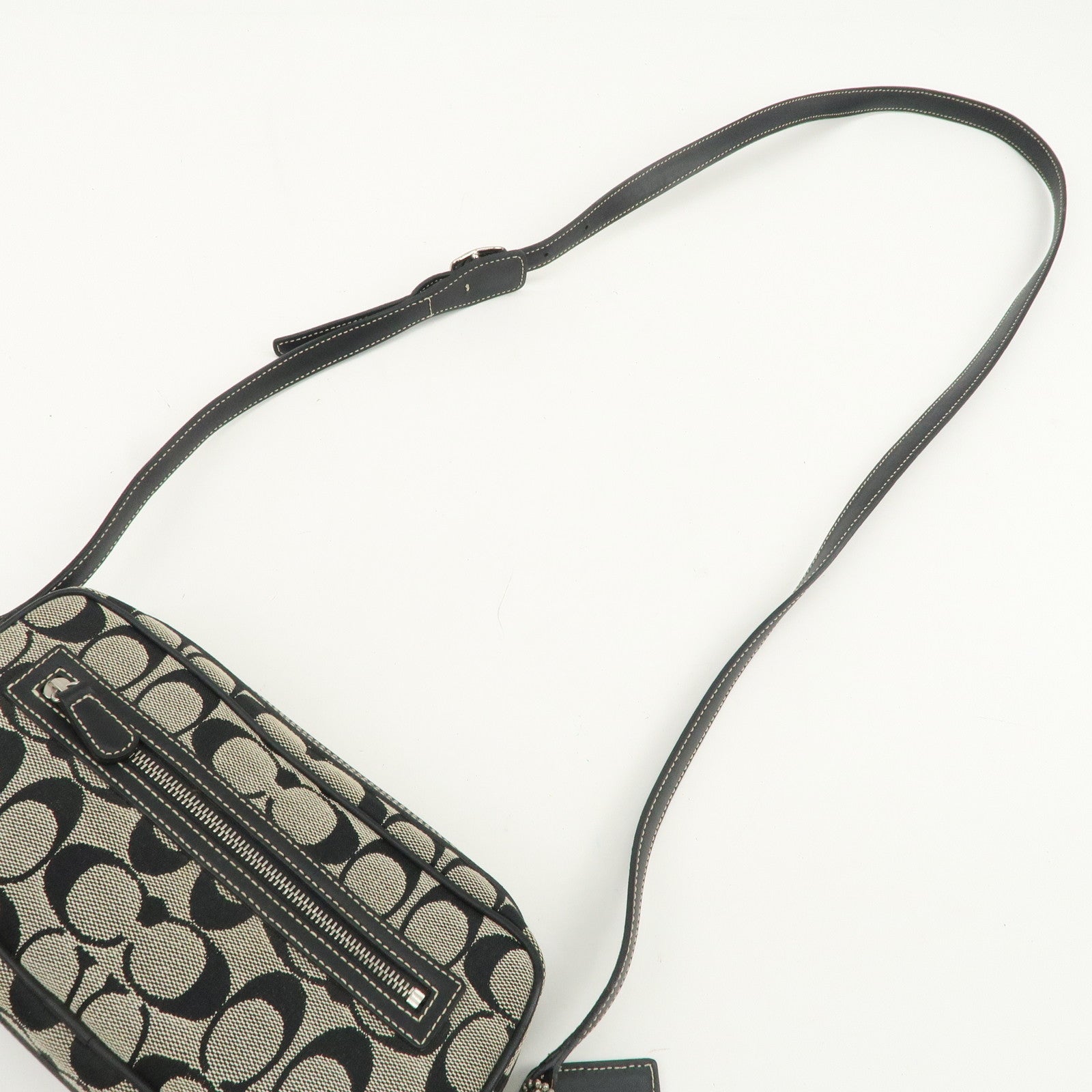 COACH Signature Canvas Leather Set of 2 Hand Bag Shoulder Bag Black