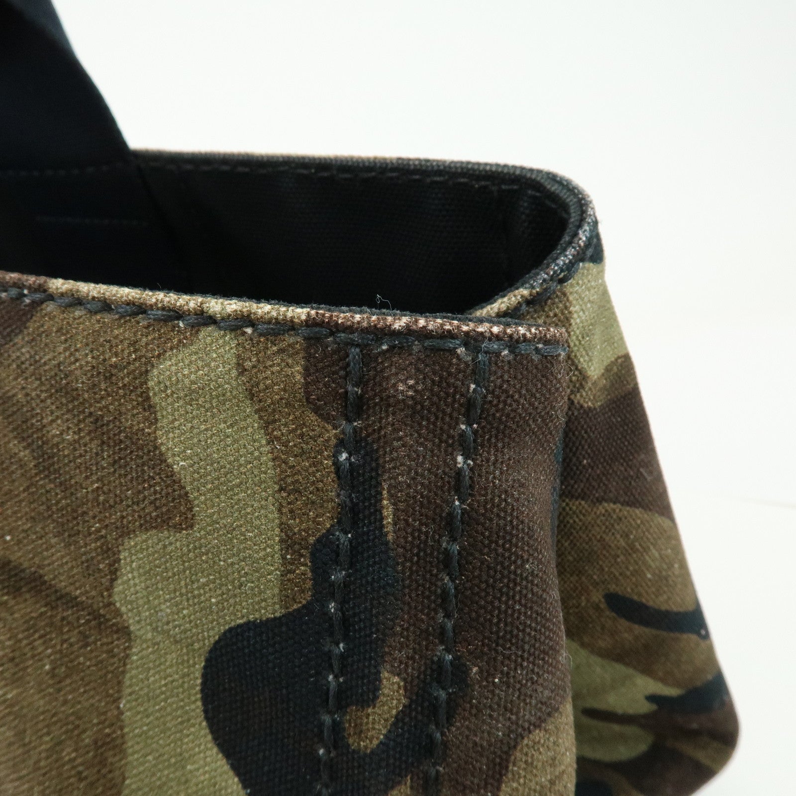 PRADA Triangle Logo Canapa Tote Bag Hand Bag Brown Khaki BN2020