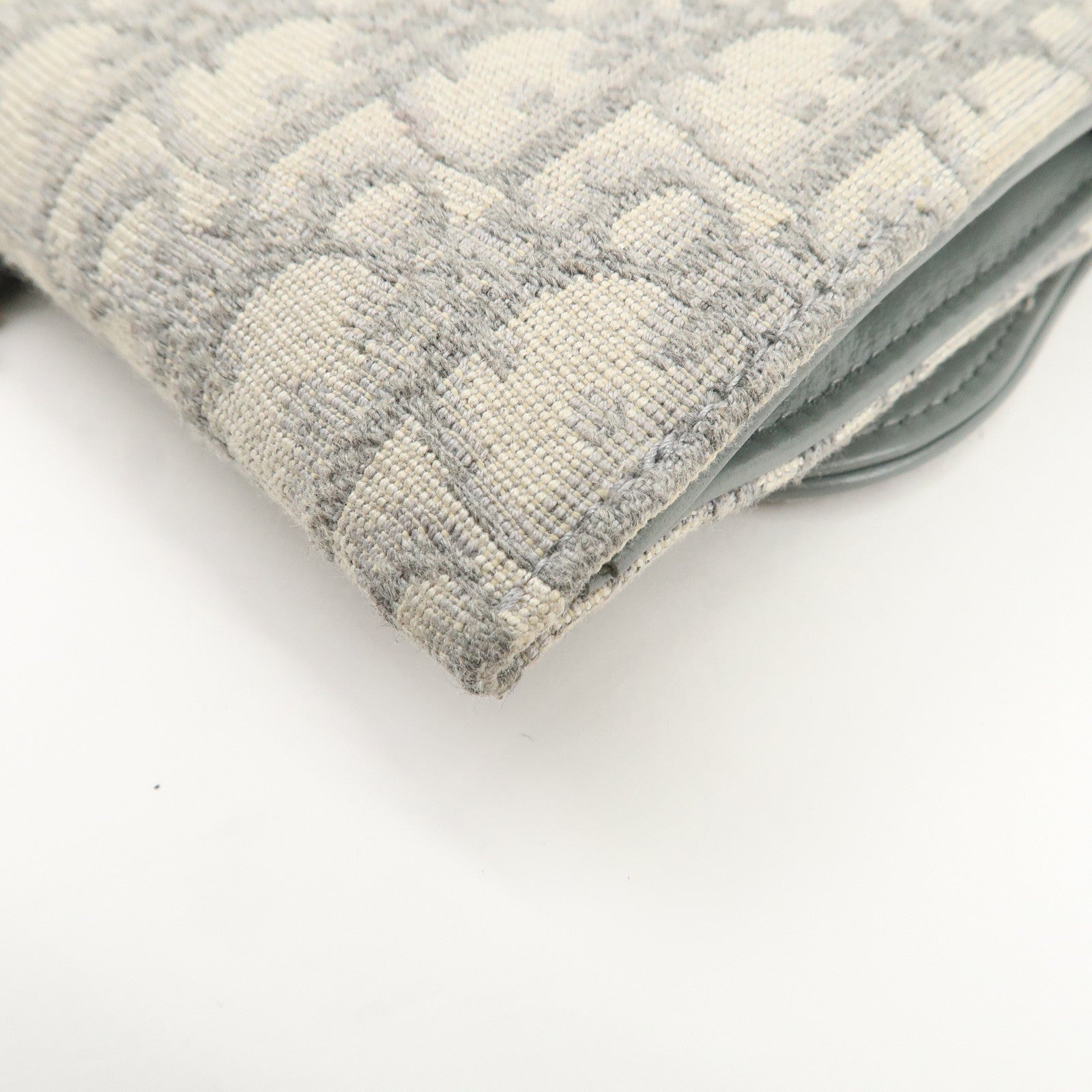 Christian Dior Oblique Jacquard Calf Leather Chain Wallet Gray WOC