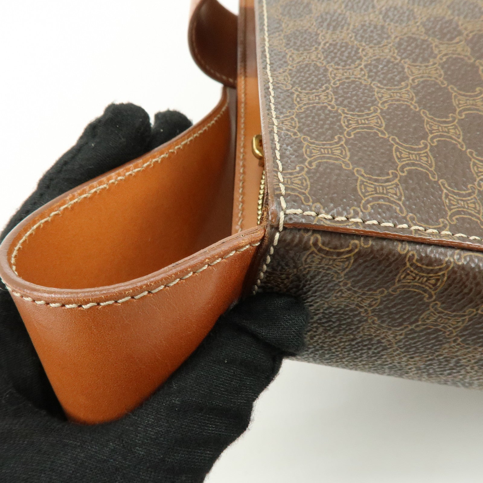 CELINE Macadam PVC Leather Shoulder Bag Brown