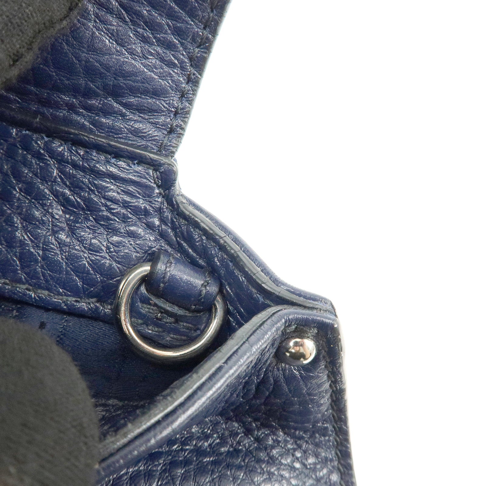 Ferragamo Gancini Leather Hand Bag Navy