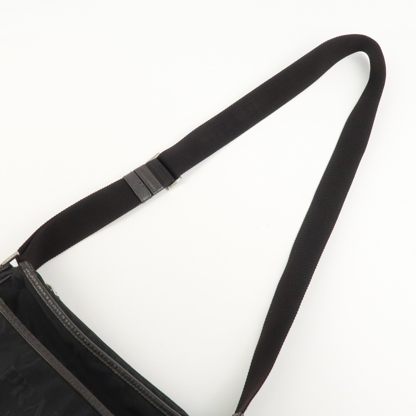 PRADA Triangle Logo Nylon Shoulder Bag Hand Bag Black
