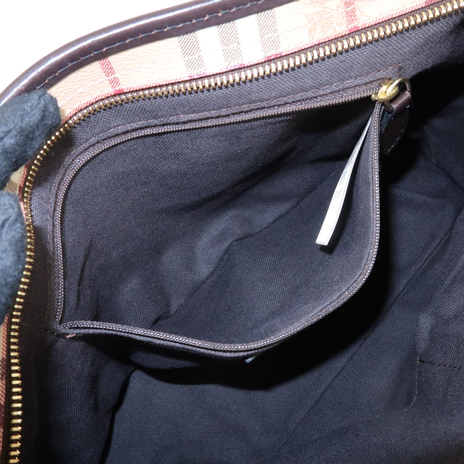 BURBERRY PVC Leather Nova Plaid Tote Bag Shoulder Bag Beige Brown