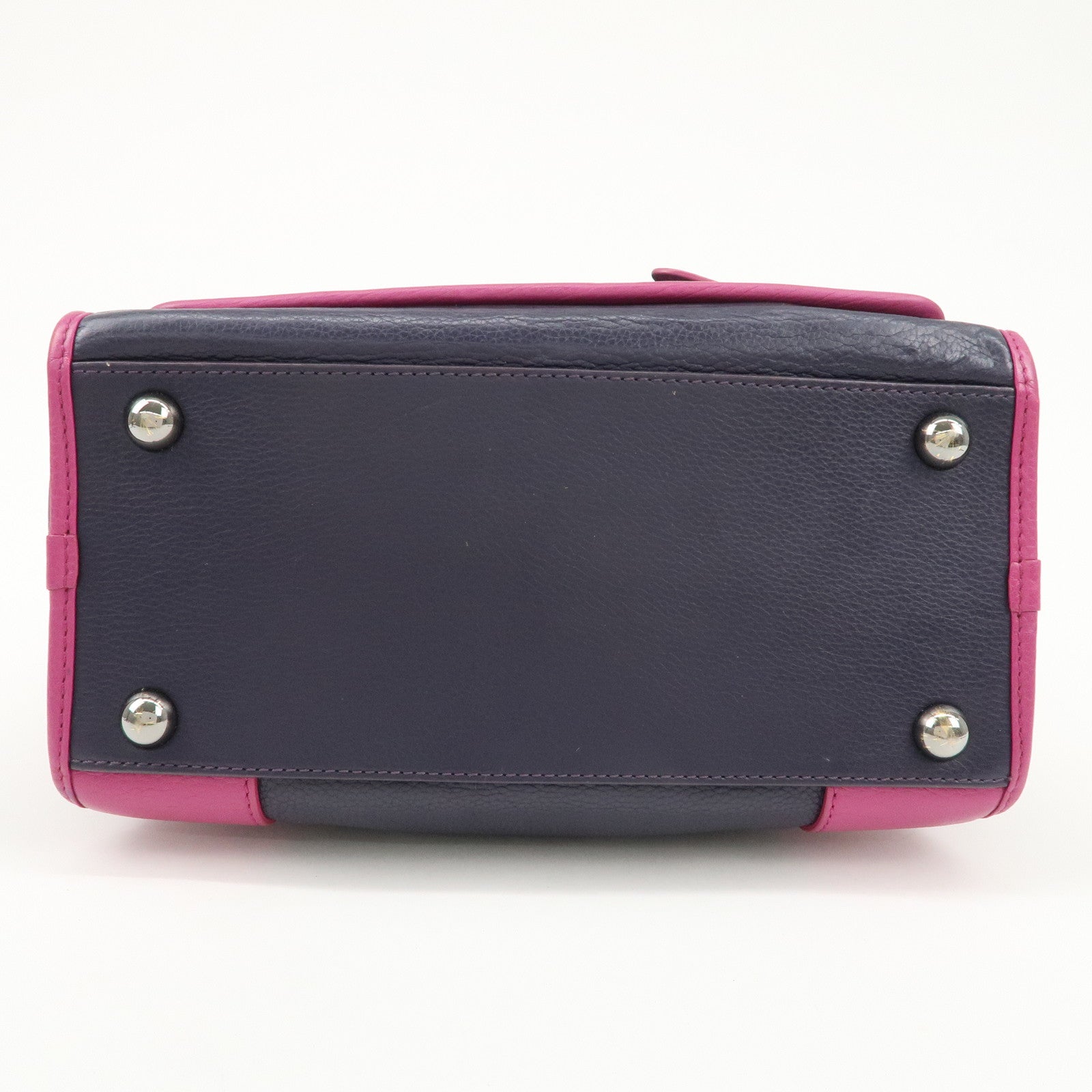 LOEWE Cruz Leather 2Way Hand Bag Navy Purple Used