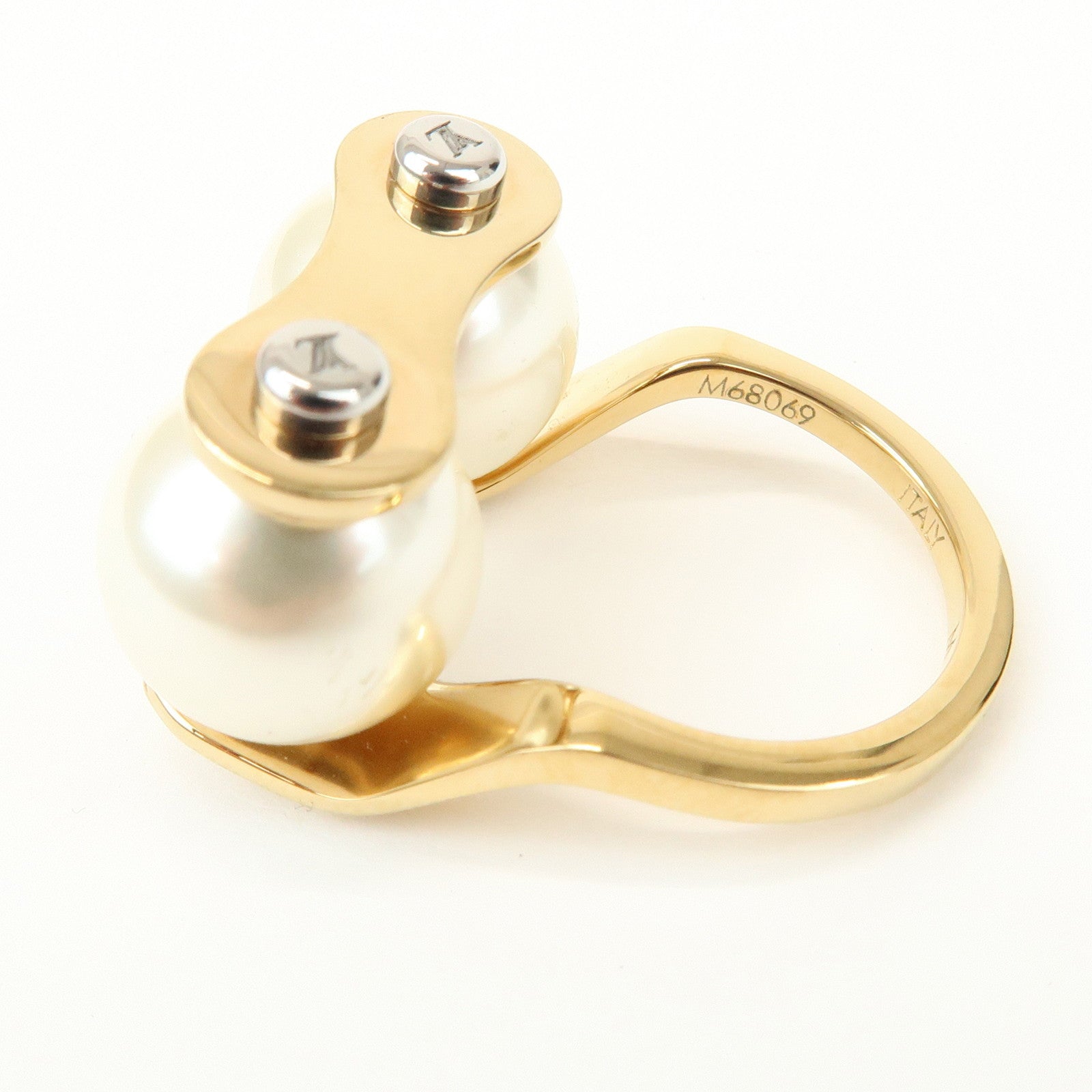 Louis Vuitton Ring LV Speedy Imitation Pearl M Gold M68069
