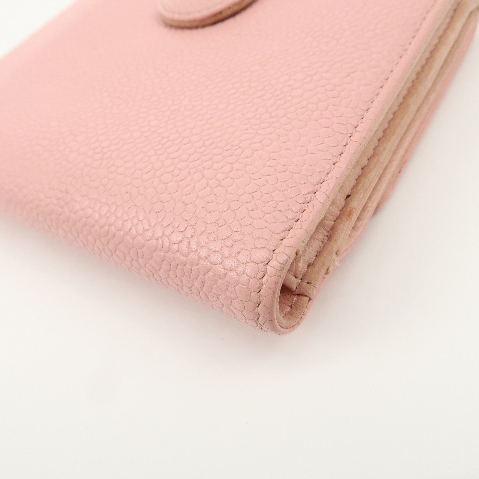 CHANEL COCO Mark Caviarskin Bi-fold Wallet Compact Wallet Pink