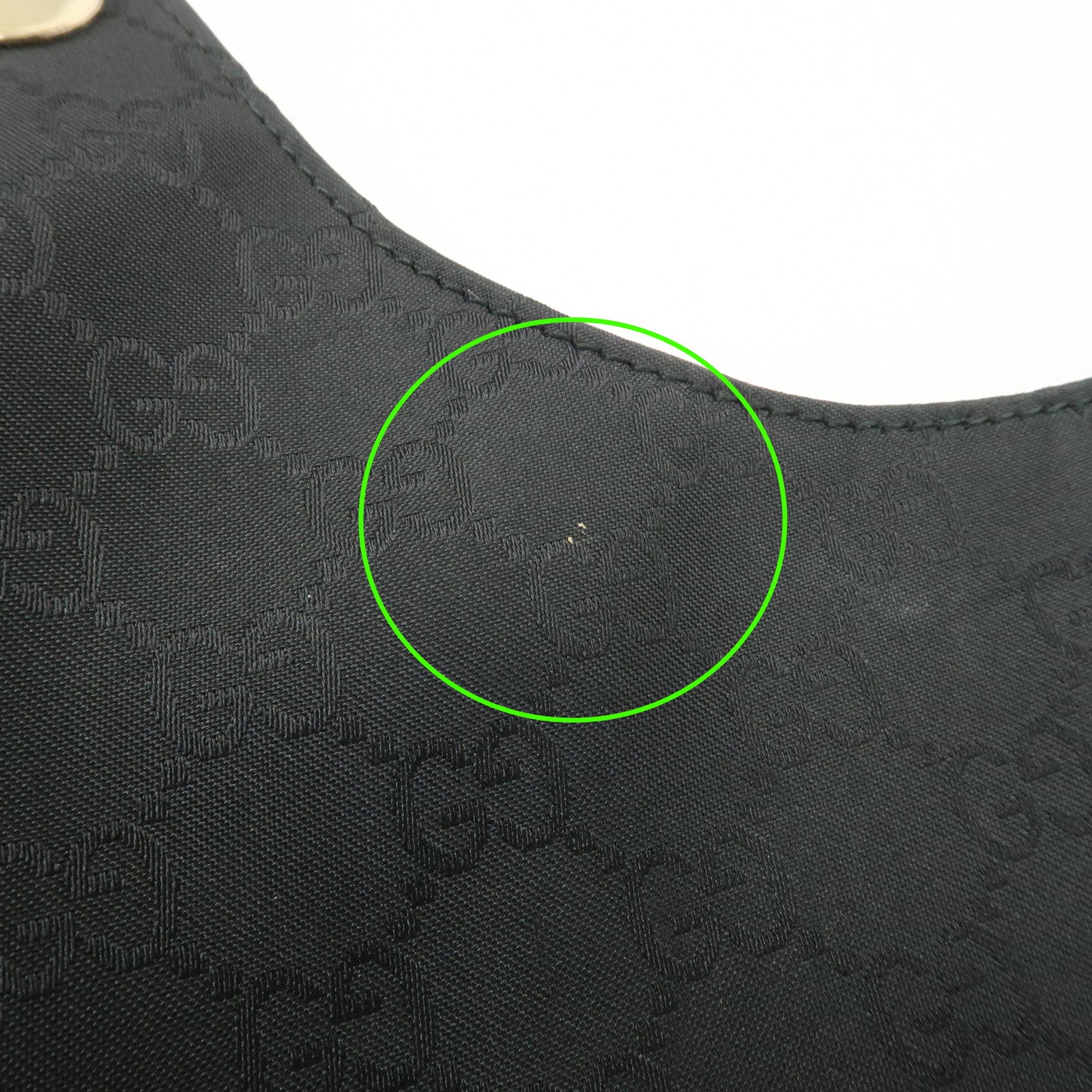 GUCCI GG Nylon Leather Shoulder Bag Hand Bag Black 257268