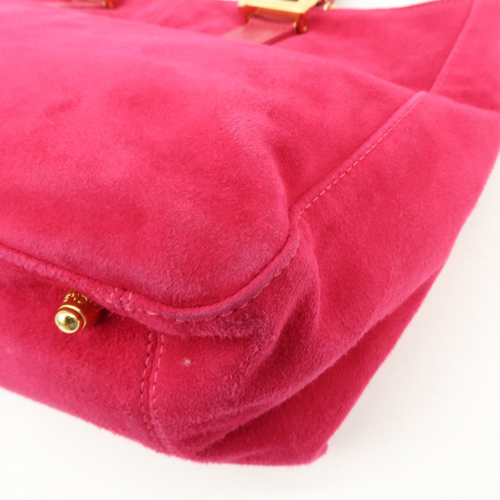 FENDI Logo Suede Leather Hand Bag Tote Bag Pink 2308・26693・609