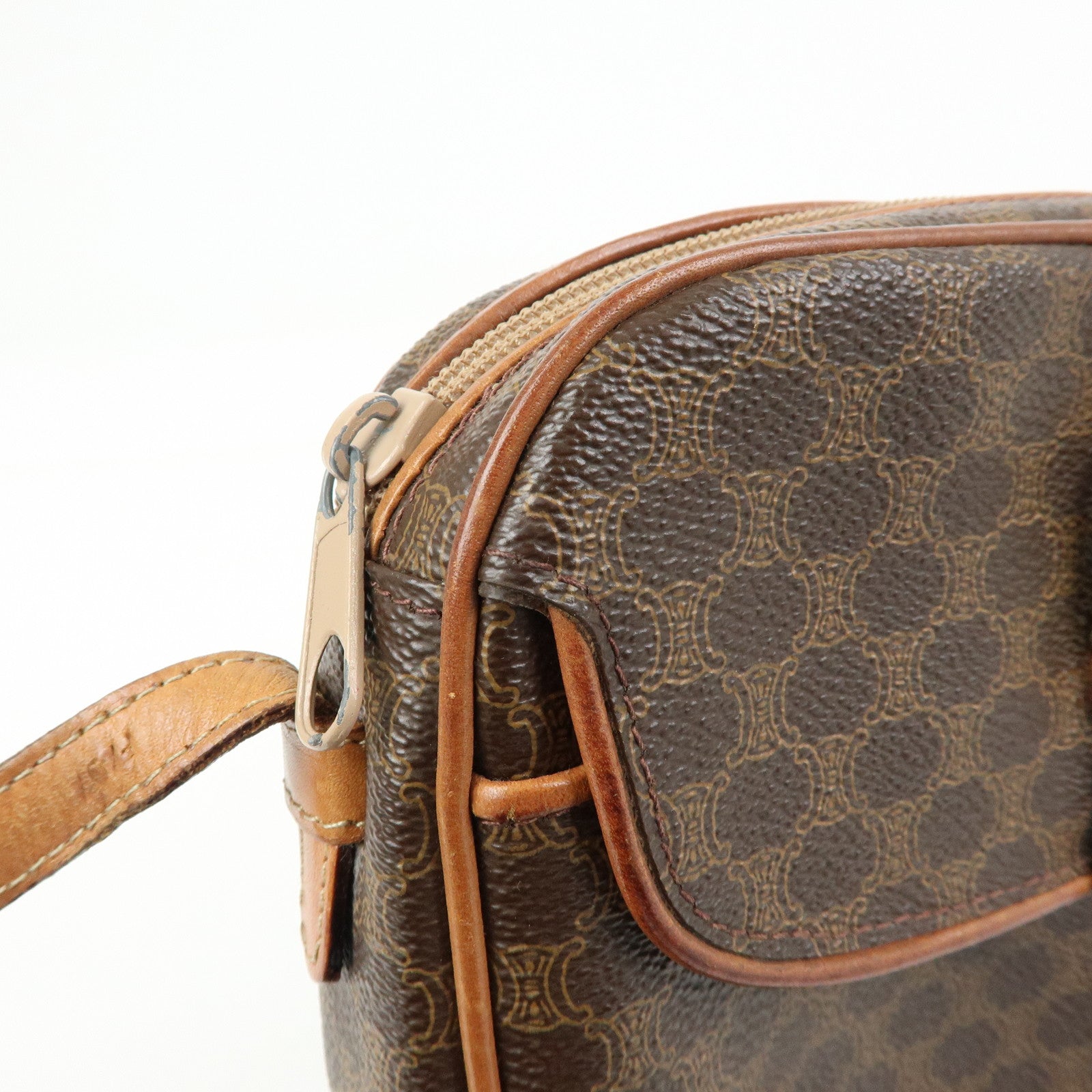 CELINE Macadam PVC Leather Shoulder Bag Crossbody Bag Brown