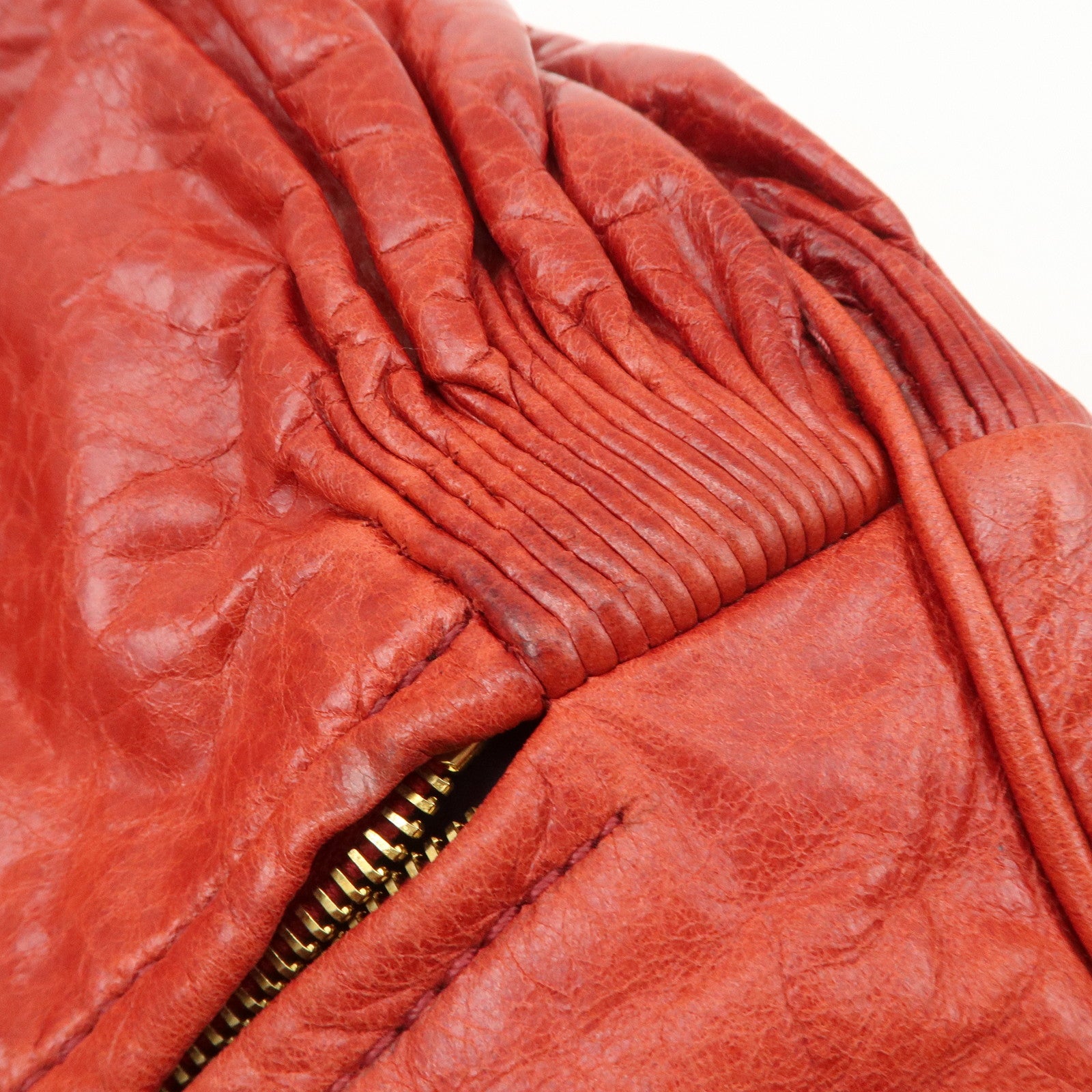 MIU MIU Leather 2WAY Bag Hand Bag Shoulder Bag Red Gold HDW Used