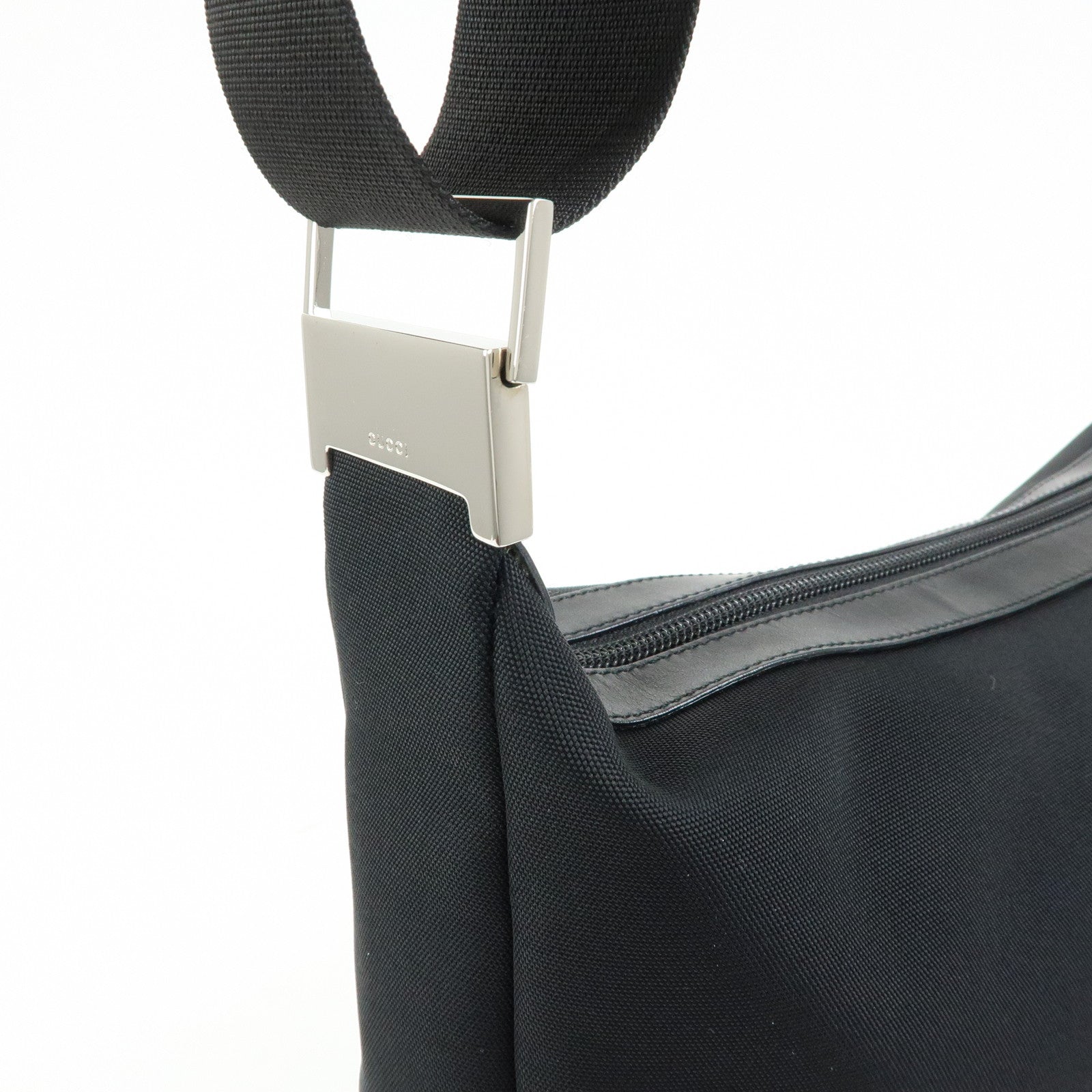 GUCCI Nylon Leather Shoulder Bag Crossbody Bag Black 34037
