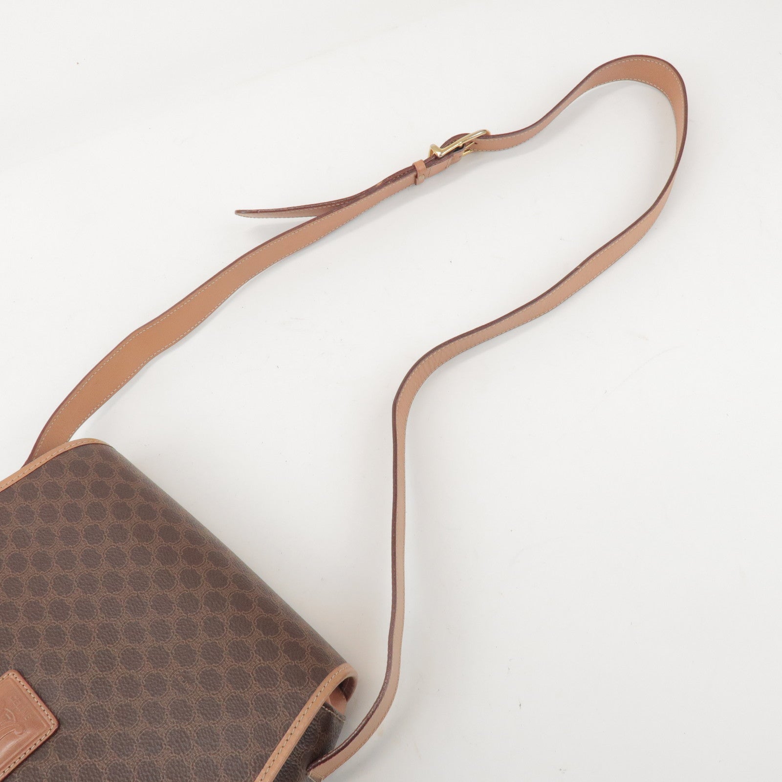 CELINE Macadam PVC Leather Shoulder Bag Crossbody Bag Brown