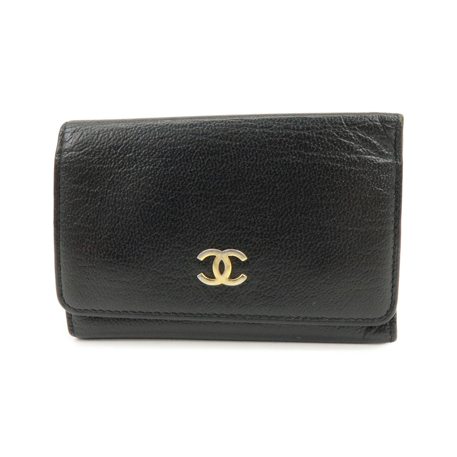 CHANEL COCO Mark Leather Key Case Key Holder Black