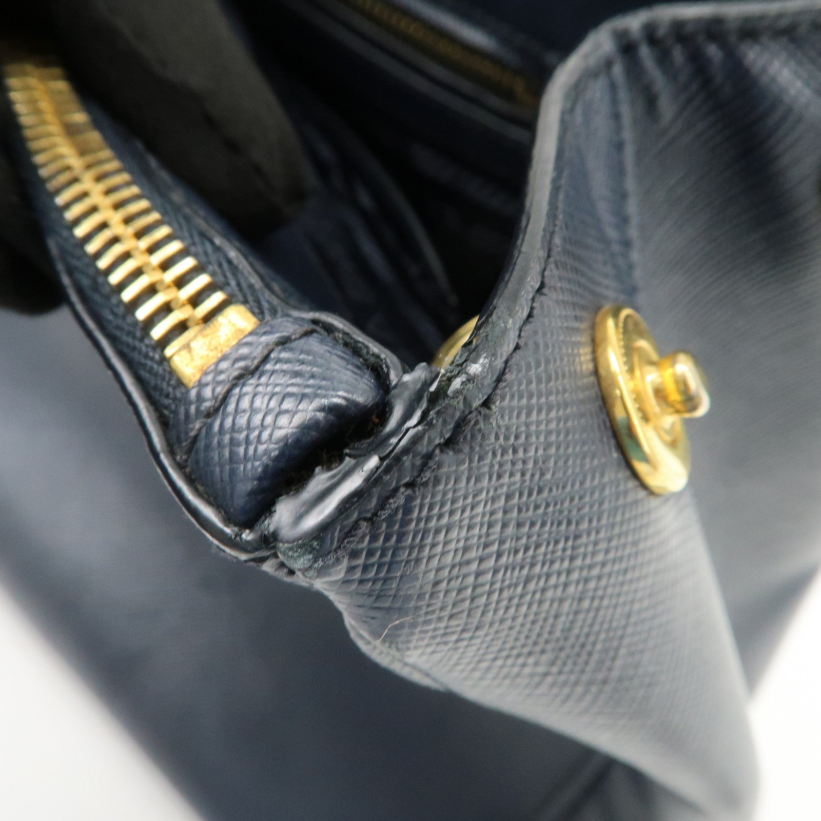 PRADA Galleria Saffiano Leather 2Way Bag Hand Bag Navy BN2274