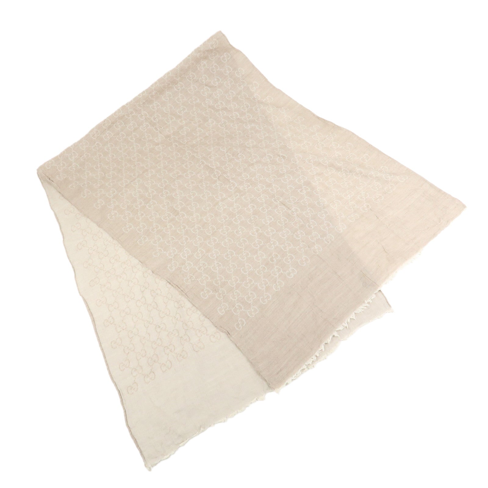 GUCCI GG Monogram Cotton Scarf Shawl 150X70 Beige