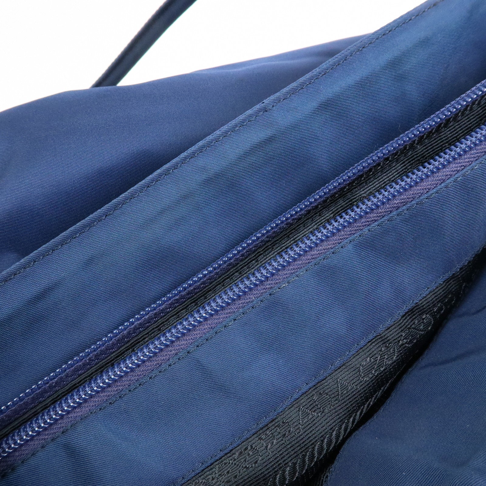 PRADA Triangle Logo Nylon Shoulder Bag Hand Bag Navy B6242