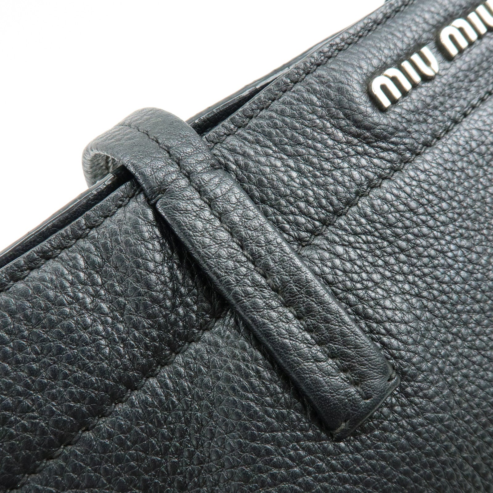 MIU MIU Leather Tote Bag Shoulder Bag Hand Black RR1934