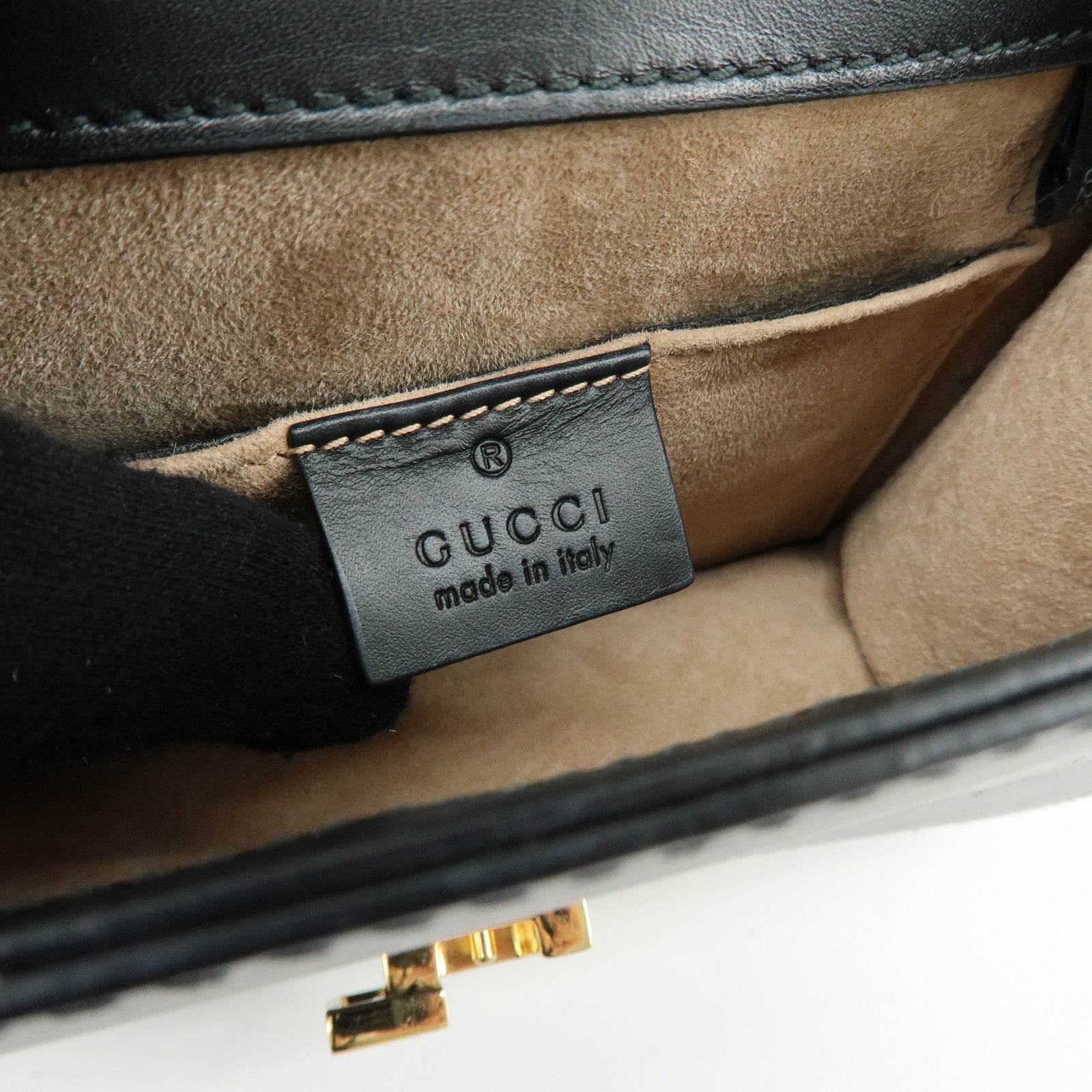 GUCCI Sylvie Sherry Leather Chain Shoulder Bag Black 431666