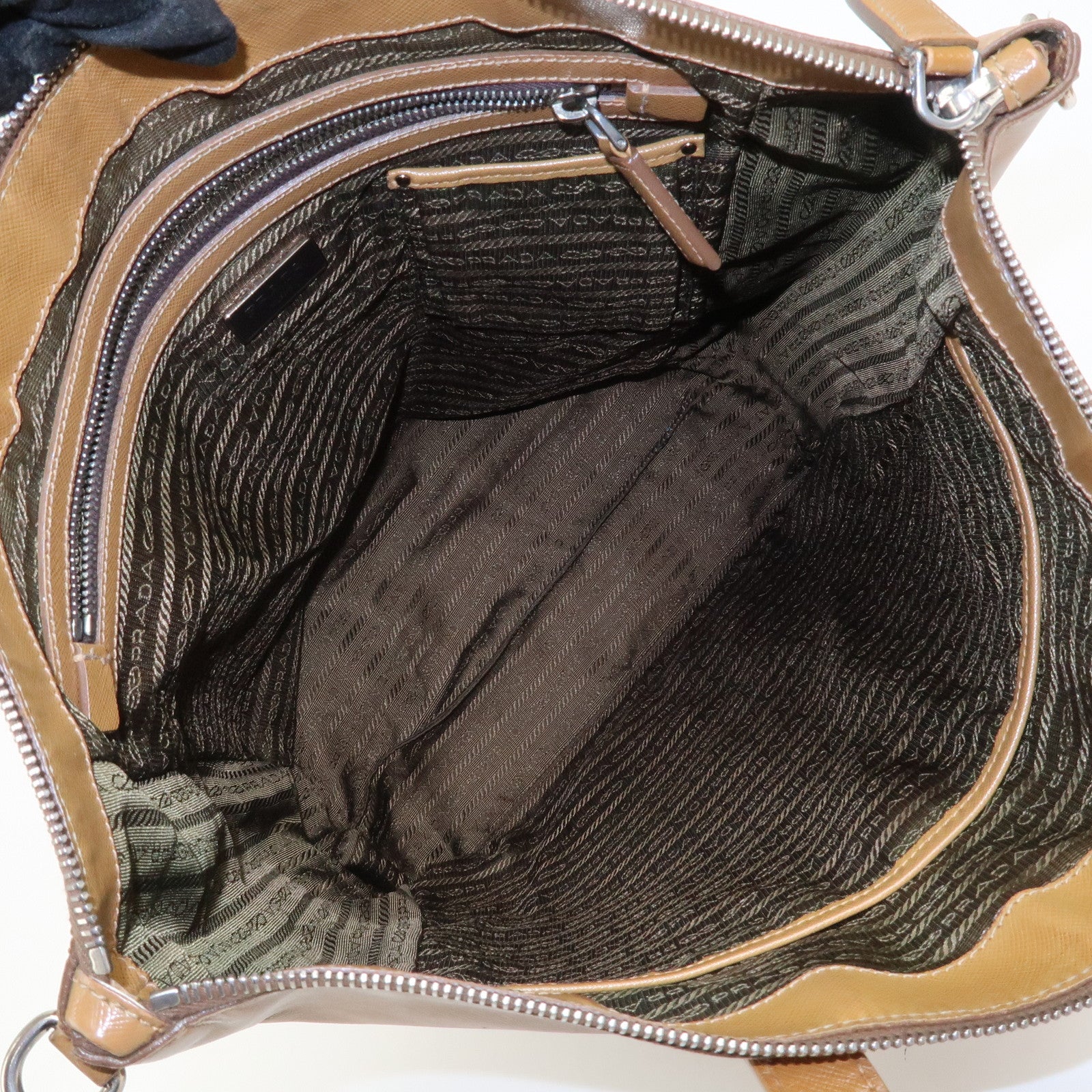 PRADA Triangle Logo Leather 2Way Bag Shoulder Bag Brown