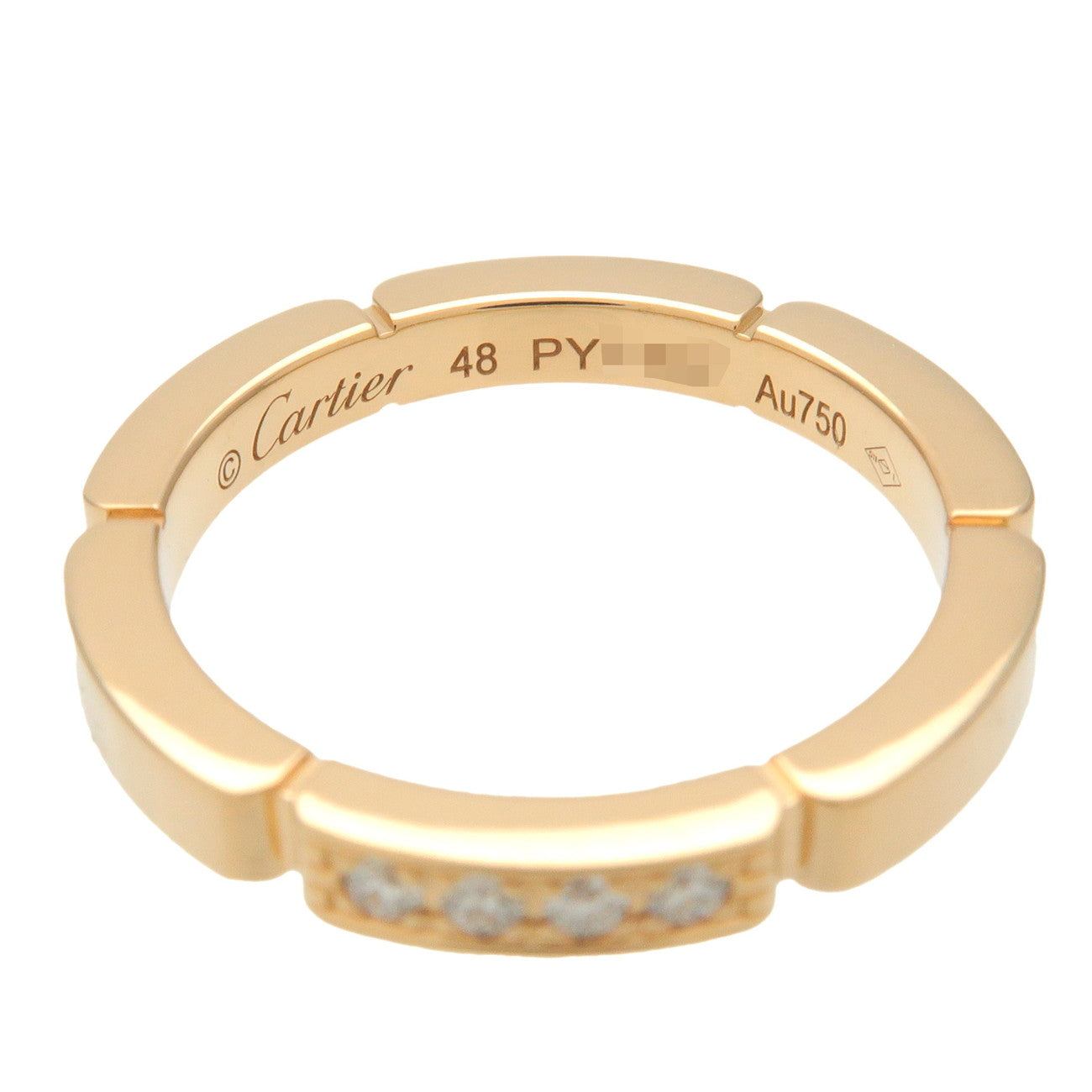 Cartier Maillon Panthere 4P Diamond Ring 750YG #8 Yellow Gold