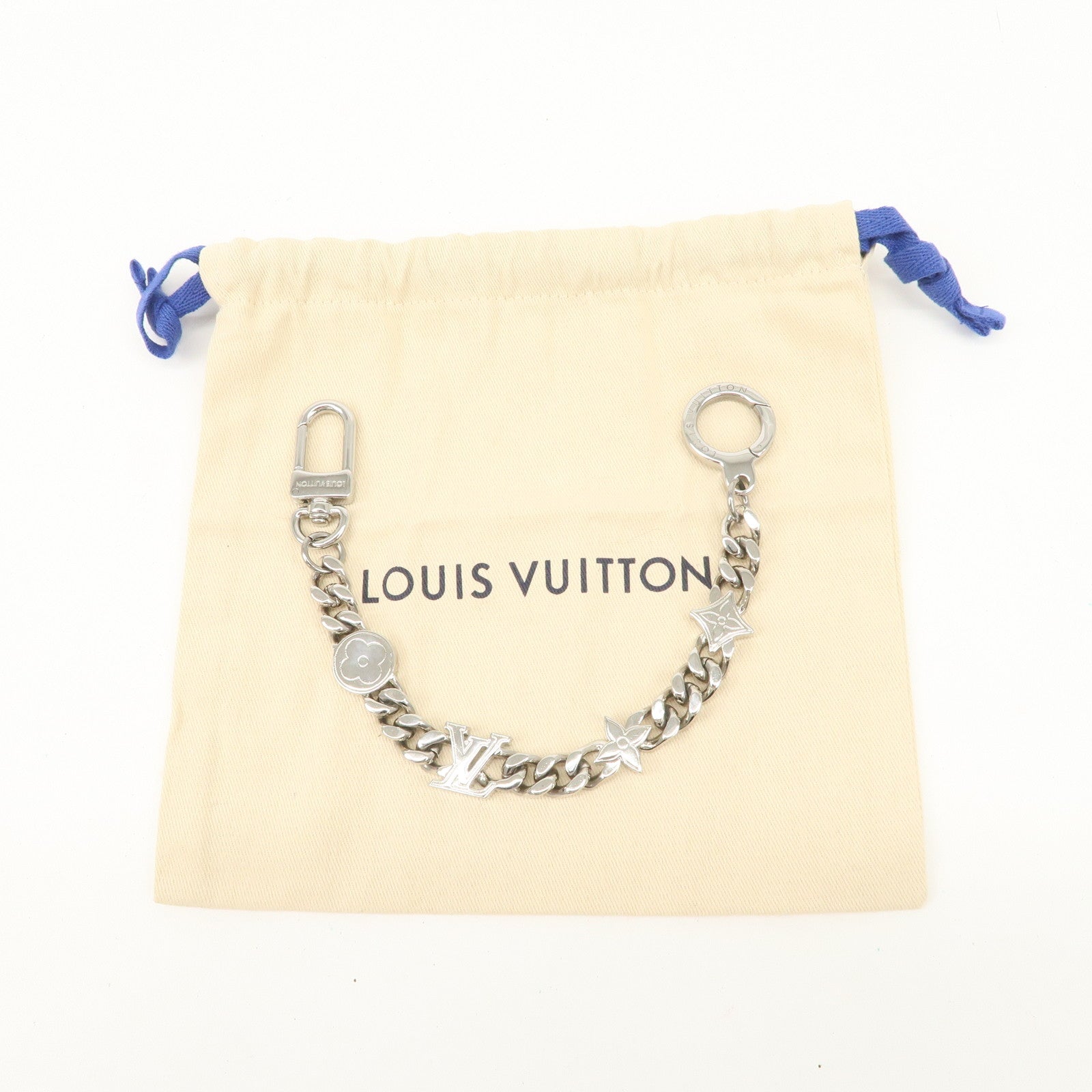 Louis Vuitton Monogram Element Chain Metal Bag Charm Silver M01468 Used