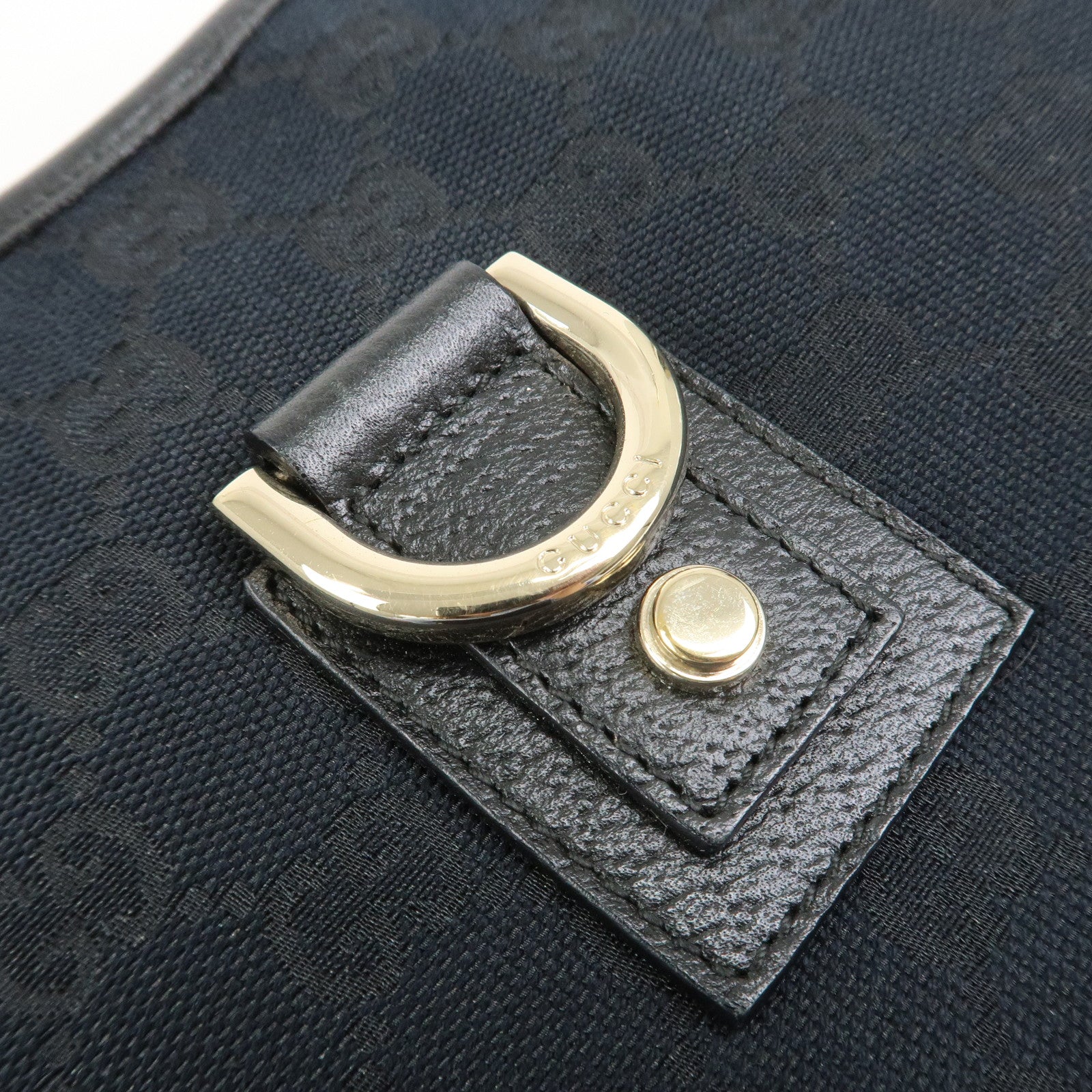 GUCCI Abbey GG Canvas Leather Shoulder Bag Black 130738