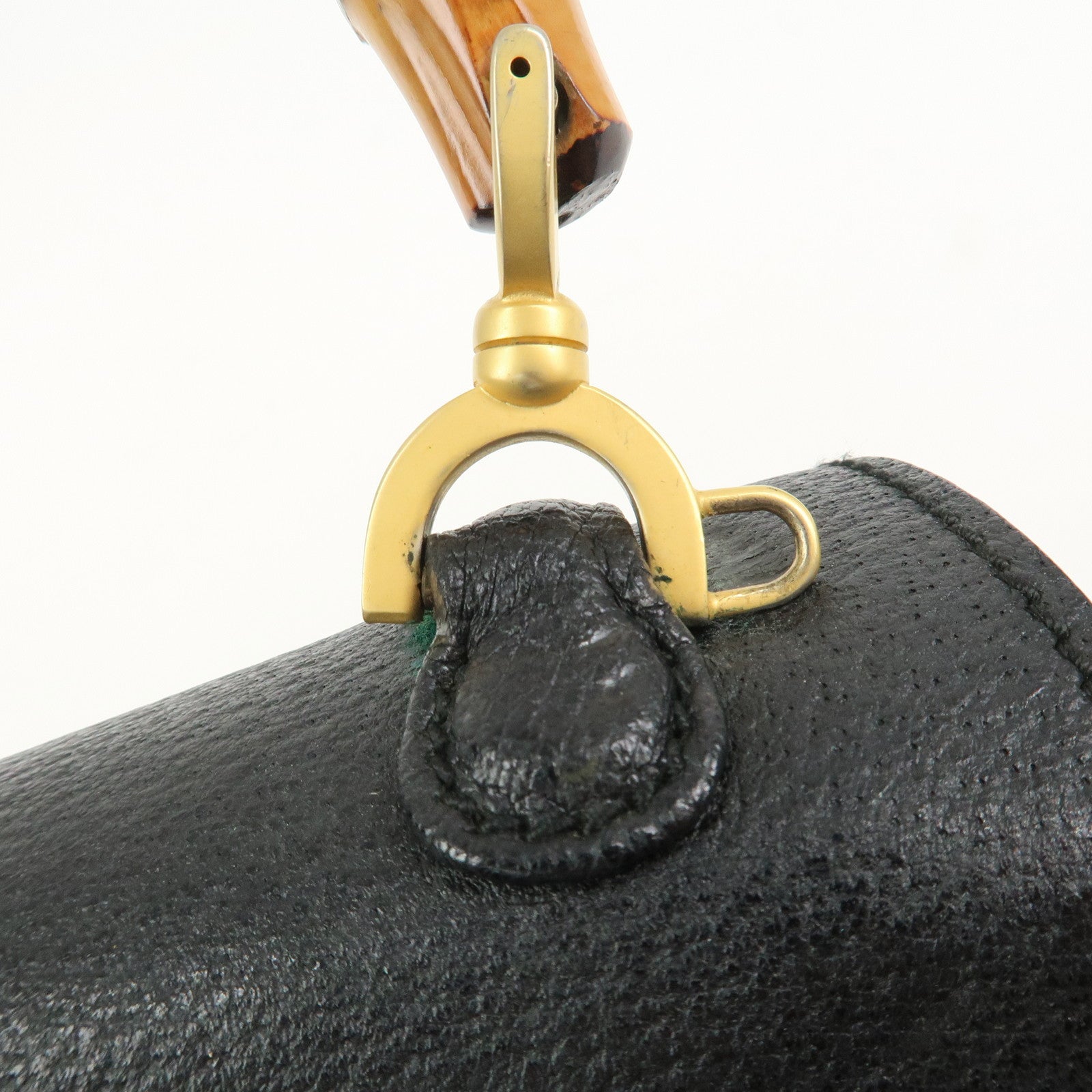 GUCCI Bamboo Leather 2Way Bag Hand Bag Shoulder Bag Black 000・2013
