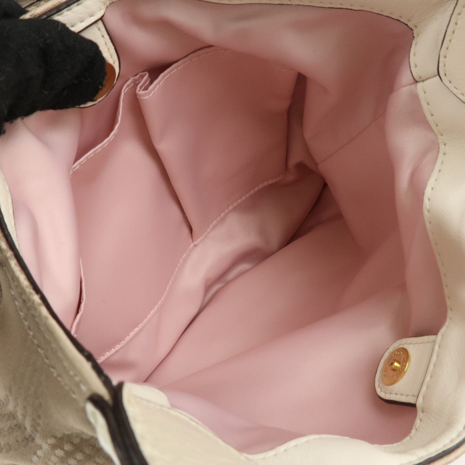 COACH Ashley Canvas Patent Leather Dot Op Art Hobo Bag Beige F21920 Used