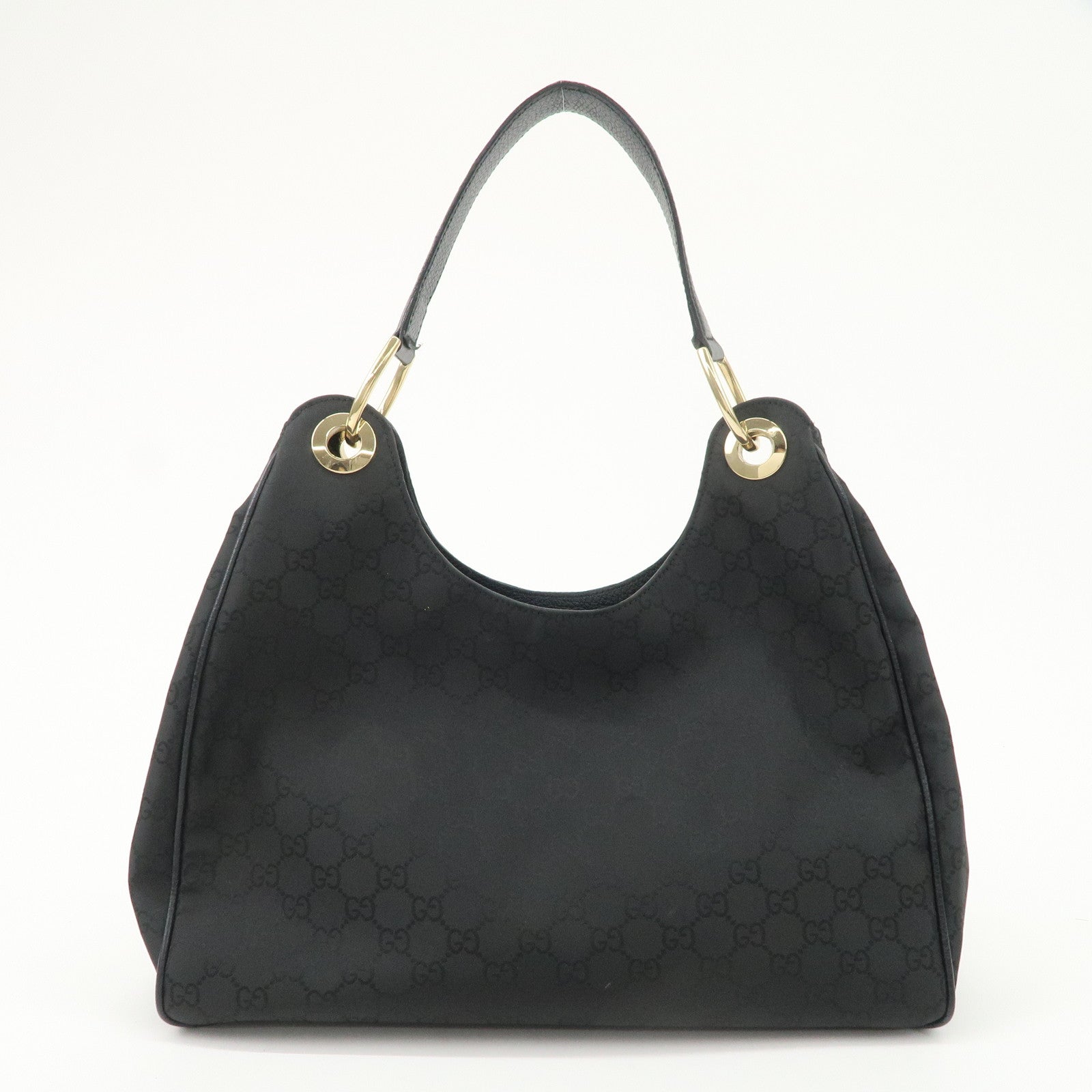 GUCCI GG Nylon Leather Shoulder Bag Hand Bag Black 257268
